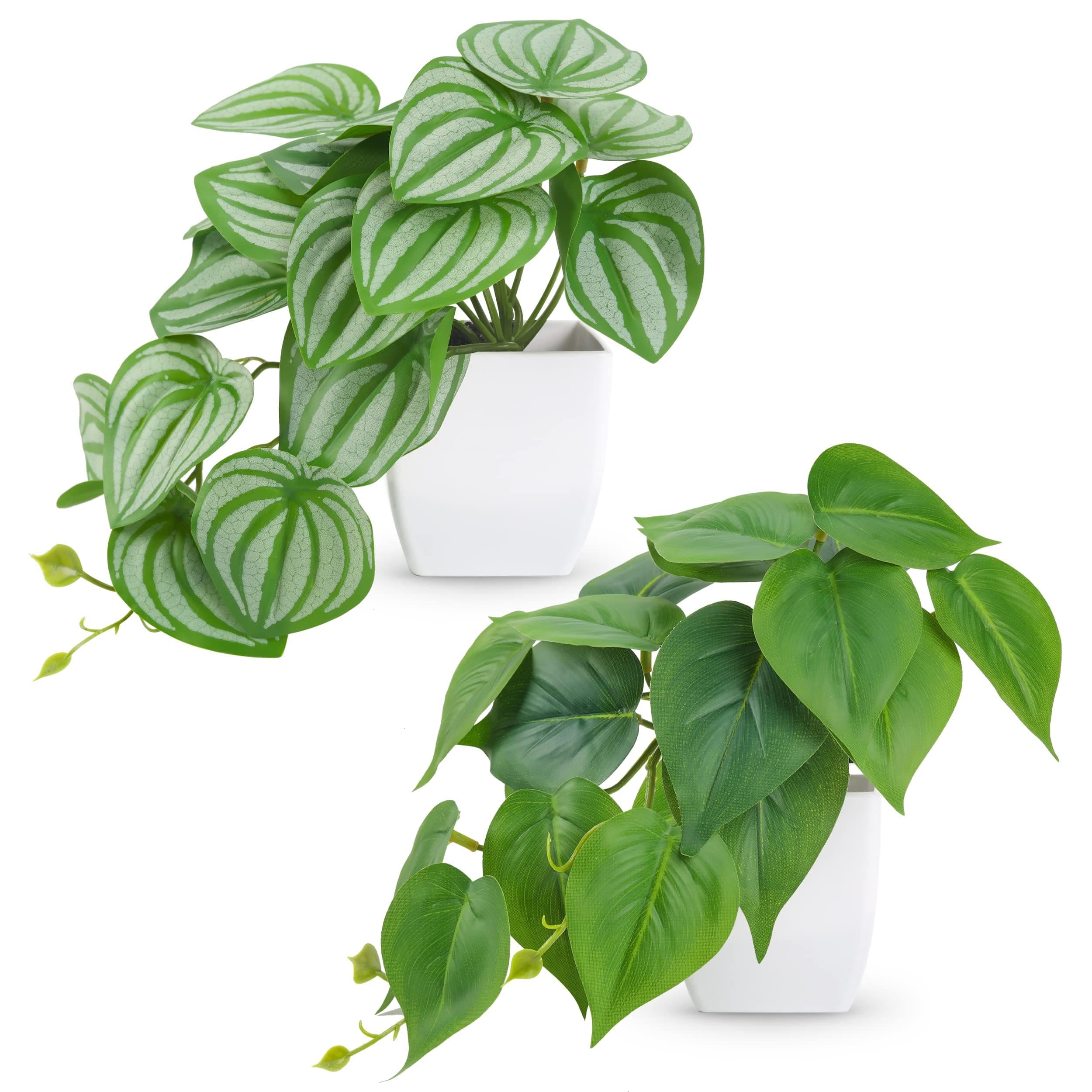 2Pcs Small Fake Plants Artificial Mini Faux Plants for Bathroom Office Desk Shelf Table Accessories Decor Indoor
