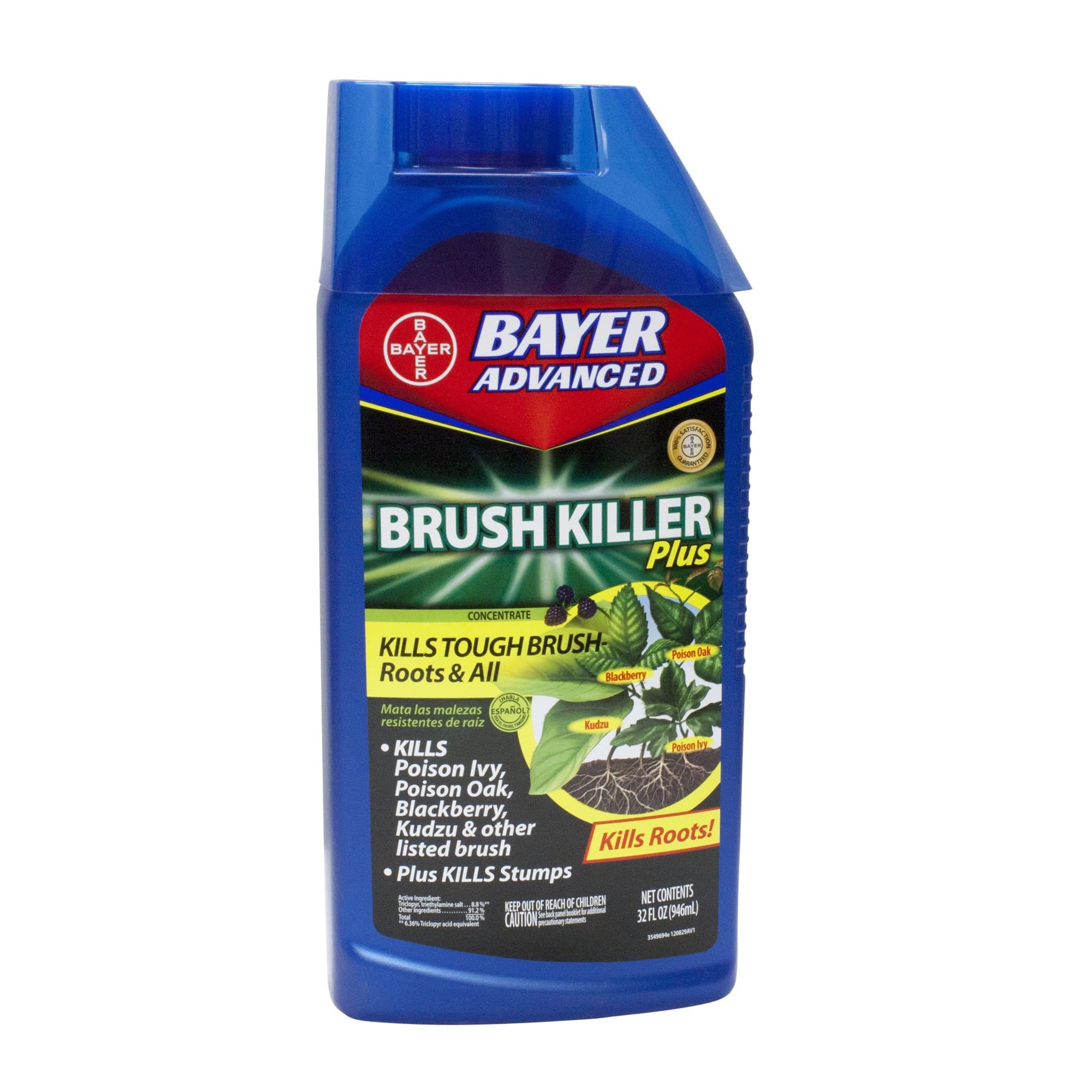 BioAdvanced Brush Killer Plus Concentrate - Mix & Spray - Kills Tough Brush like Poison Ivy and Kudzu - Visible Results in 1-6 Weeks - Rainproof in 4 Hours - 32 fl oz Bottle