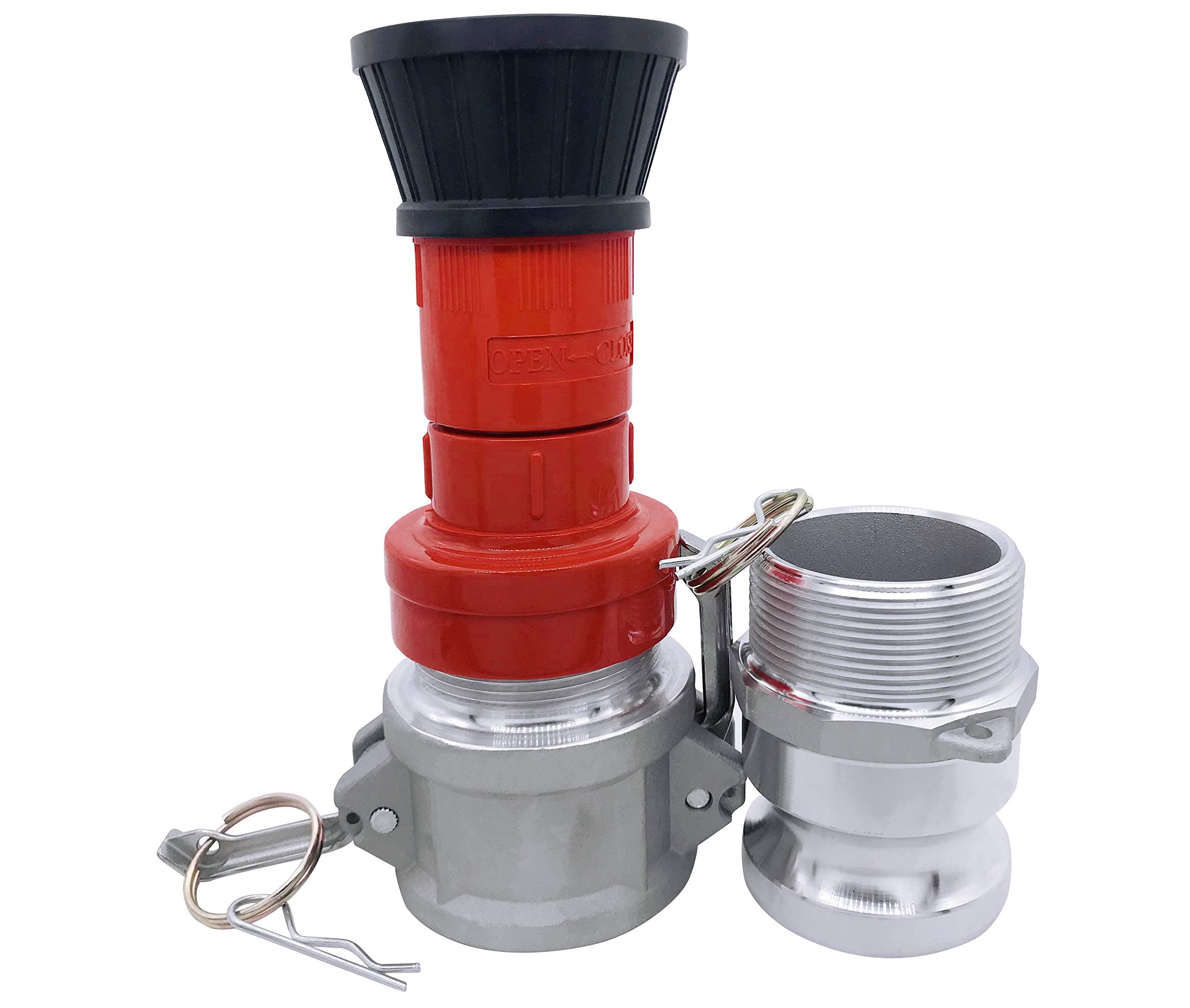 2" NPSH Heavy-Duty Industrial Fire Hose Nozzle with 2 x Aluminum 2 inch Camlock Fittings Couplings Fire Equipment Constant Flow Fog Nozzle