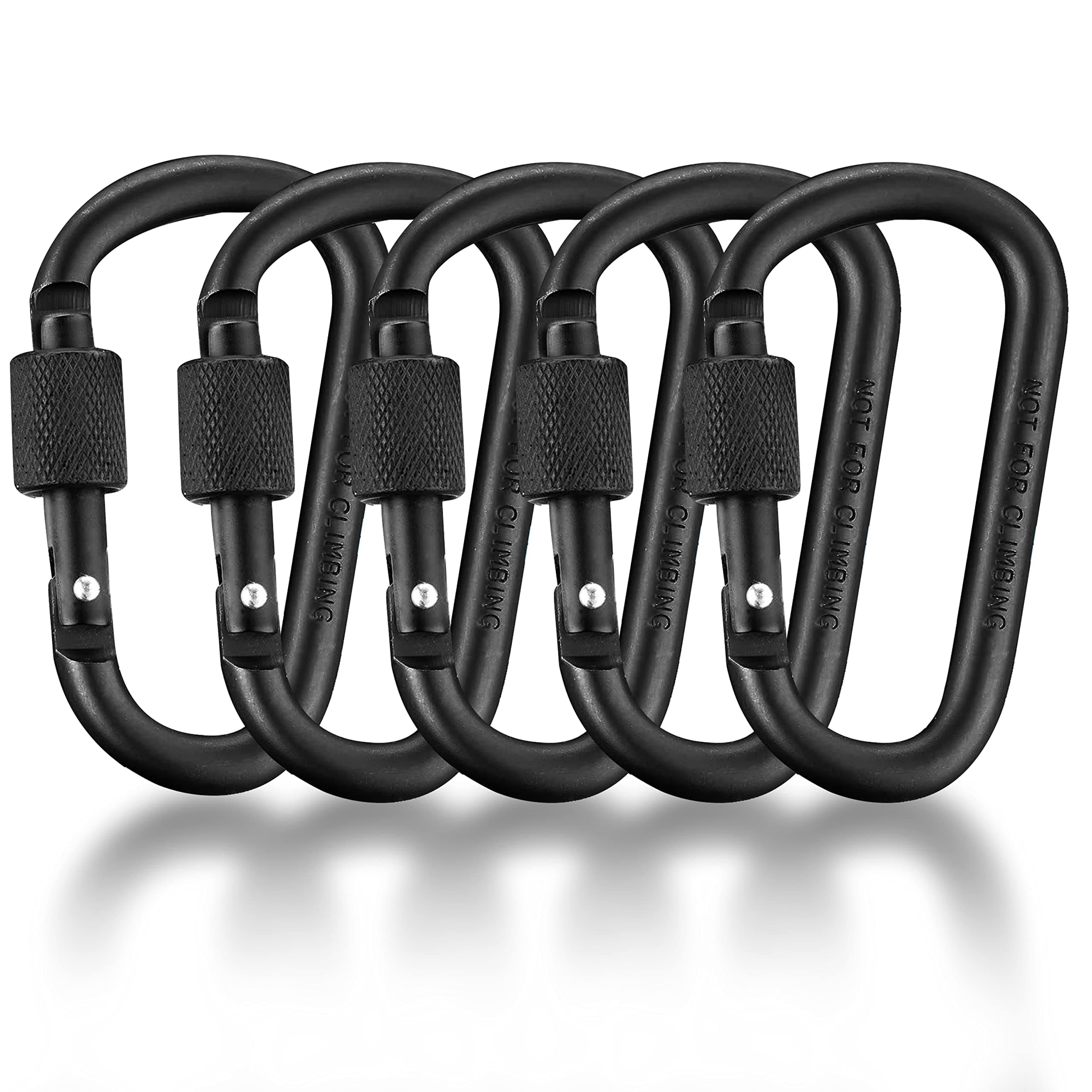 GearHill Aluminum Carabiner Clip D Ring Shape 3" Spring Link, Screw Lock Hooks, Durable Strong and Lightweight