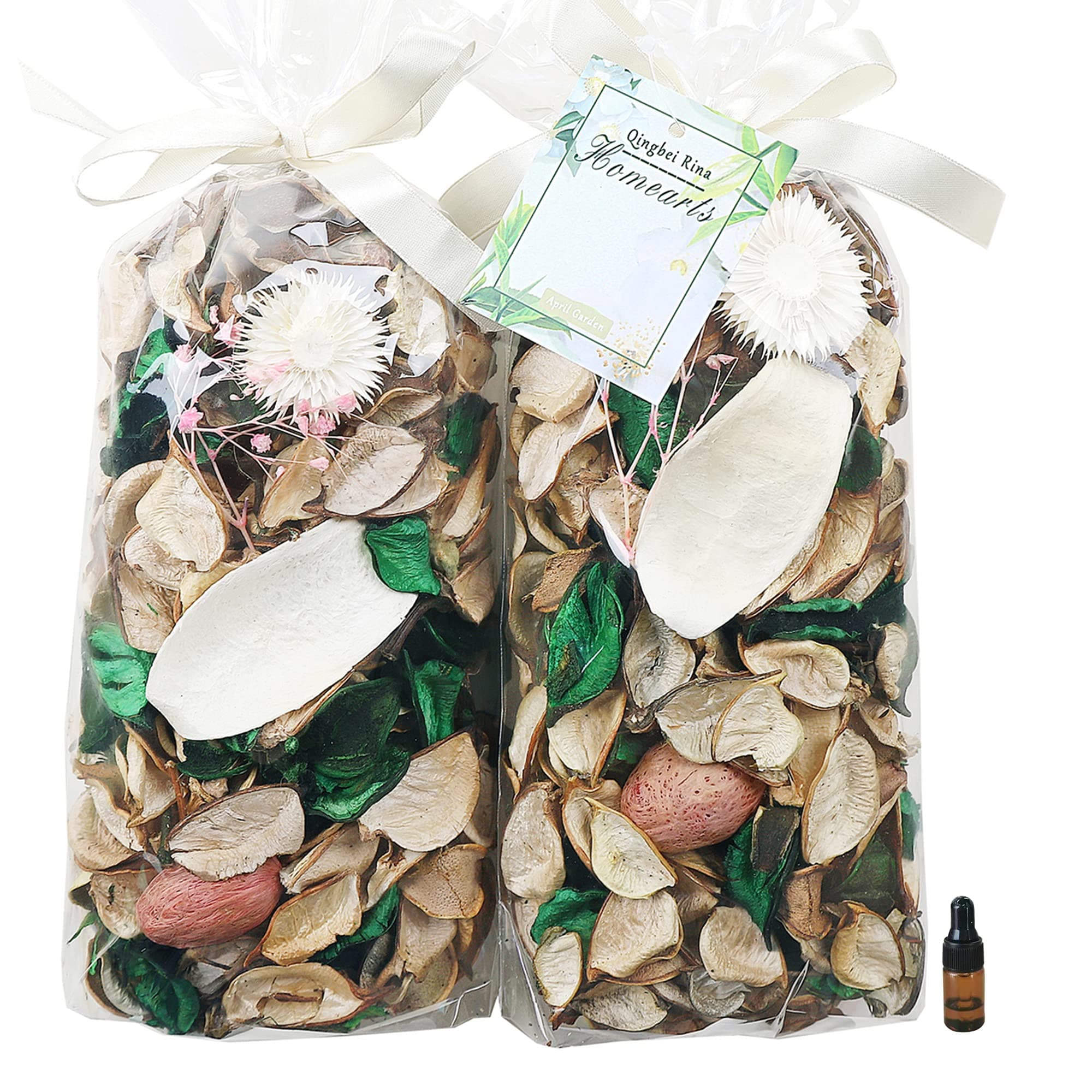 White Potpourri Bags, Jasmine Scented Potpourri Bowl Filler, Decorative Dried Flowers Petal,Home Fragrance Sachet,Bathroom Decor,8.4 oz/2 Bags