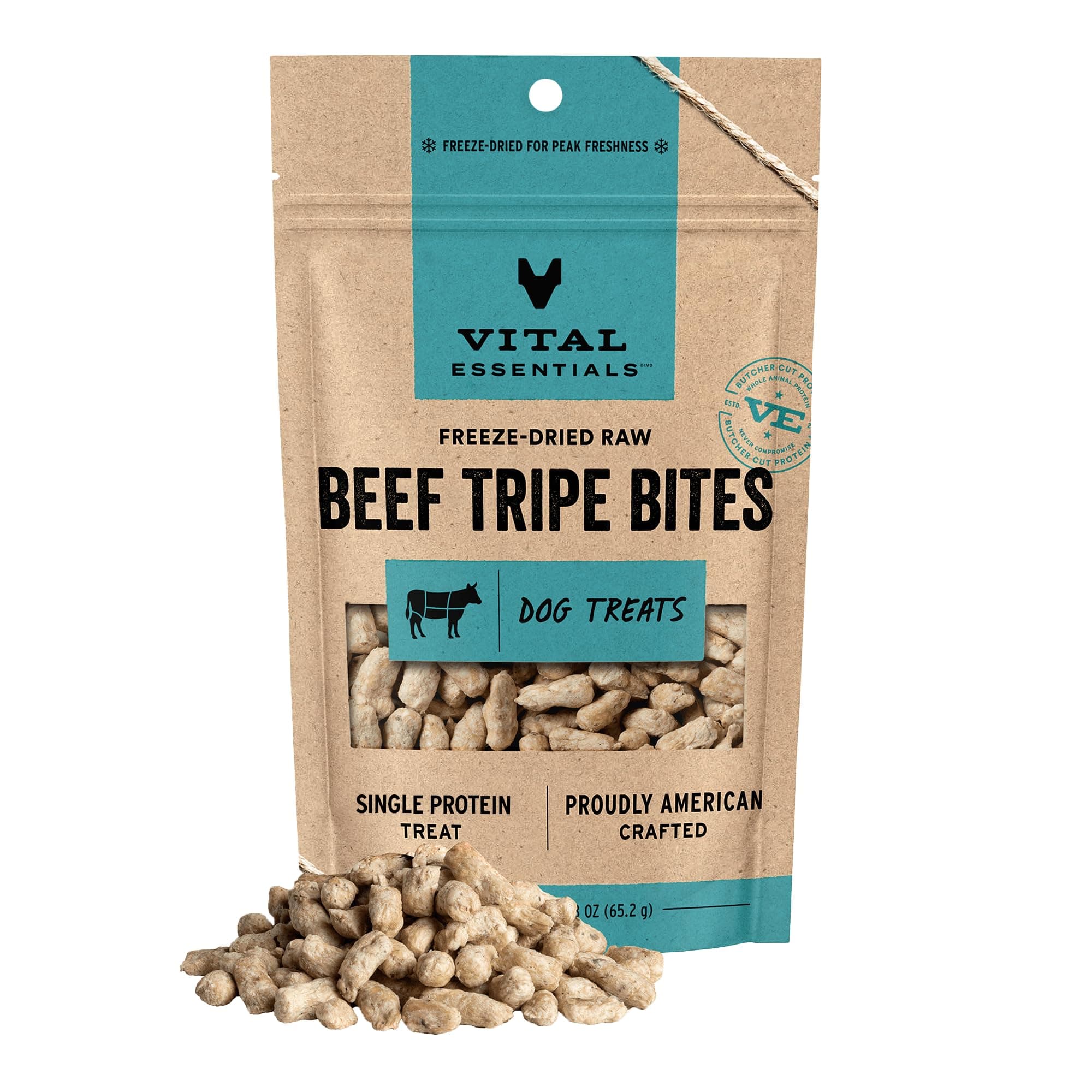 Freeze Dried Dog Treats, Raw Beef Tripe Treats for Dogs 2.3 oz
