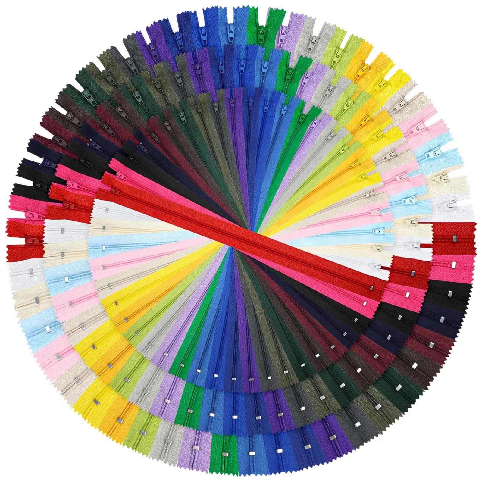 20cm/8 Inch 30cm/12Inch 40cm/16Inch Multicolor Nylon Coil Zippers for Sewing and Crafts 24 Colors, 72PCS (DT1045)