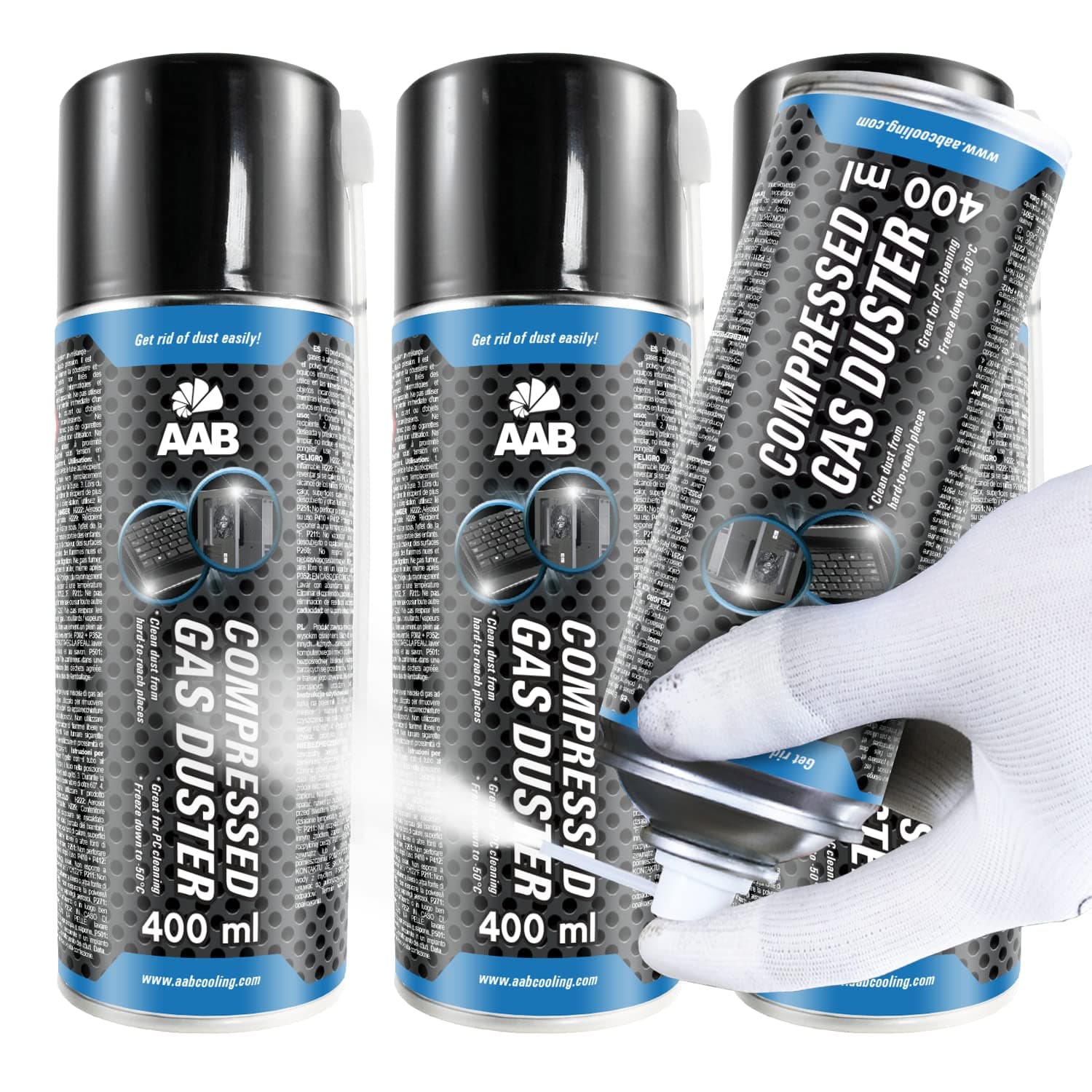 AABCOOLING Compressed Gas Duster Freezing Spray 400ml - Set of 3 - Freeze Spray Release, Freezer Spray, Component Freezer, Quick Freeze, Circuit Freezer, Freezes Down to -50*C