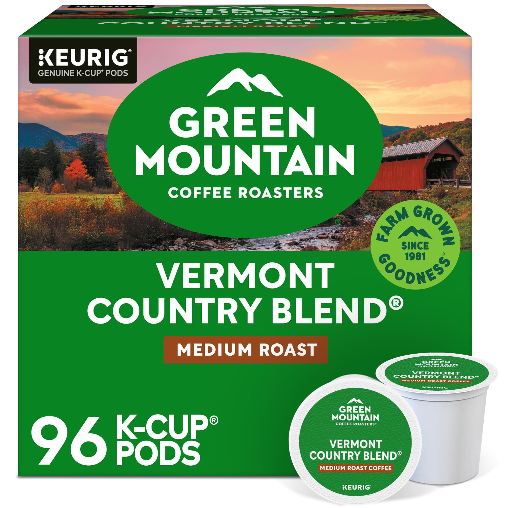 Green Mountain Coffee Roasters Vermont Country Blend Keurig Single-Serve K-Cup Pods, Medium Roast, 96 Count