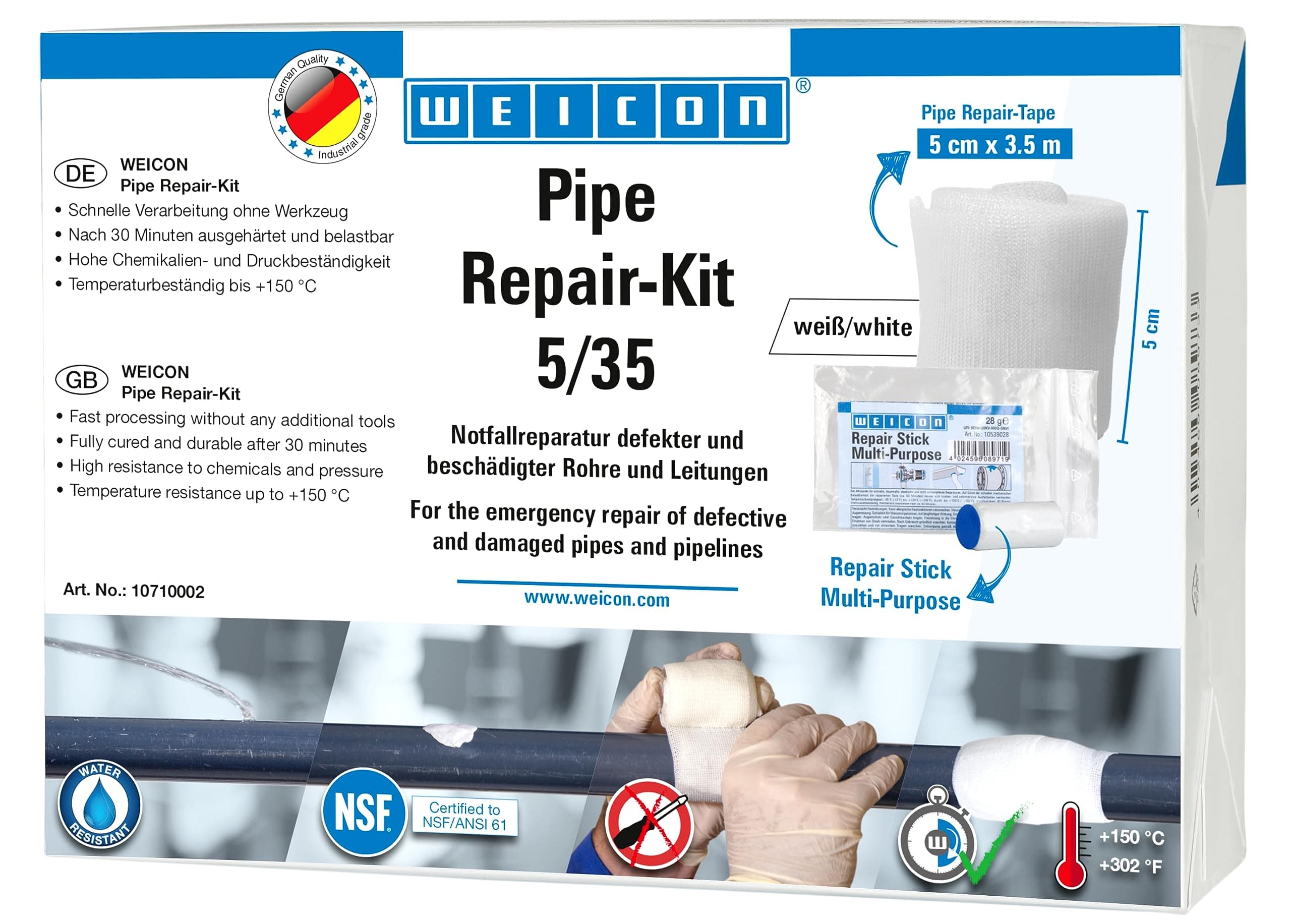 WEICON Pipe Repair Kit 5/15 repair kit for pipes, cables & conduits 5cm x 1.5m