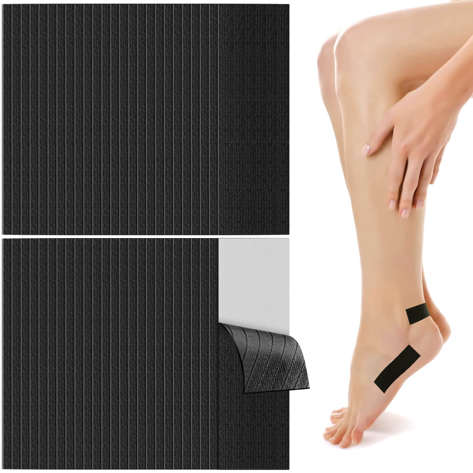 Timgle 50 Pcs Black Moleskin Tape Moleskin Adhesive Pads Fabric Blister Pads Blister Prevention Tape for Body Skin Protection Shoes Boots Hiking Friction Reducing, 3.14 x 0.98 Inch