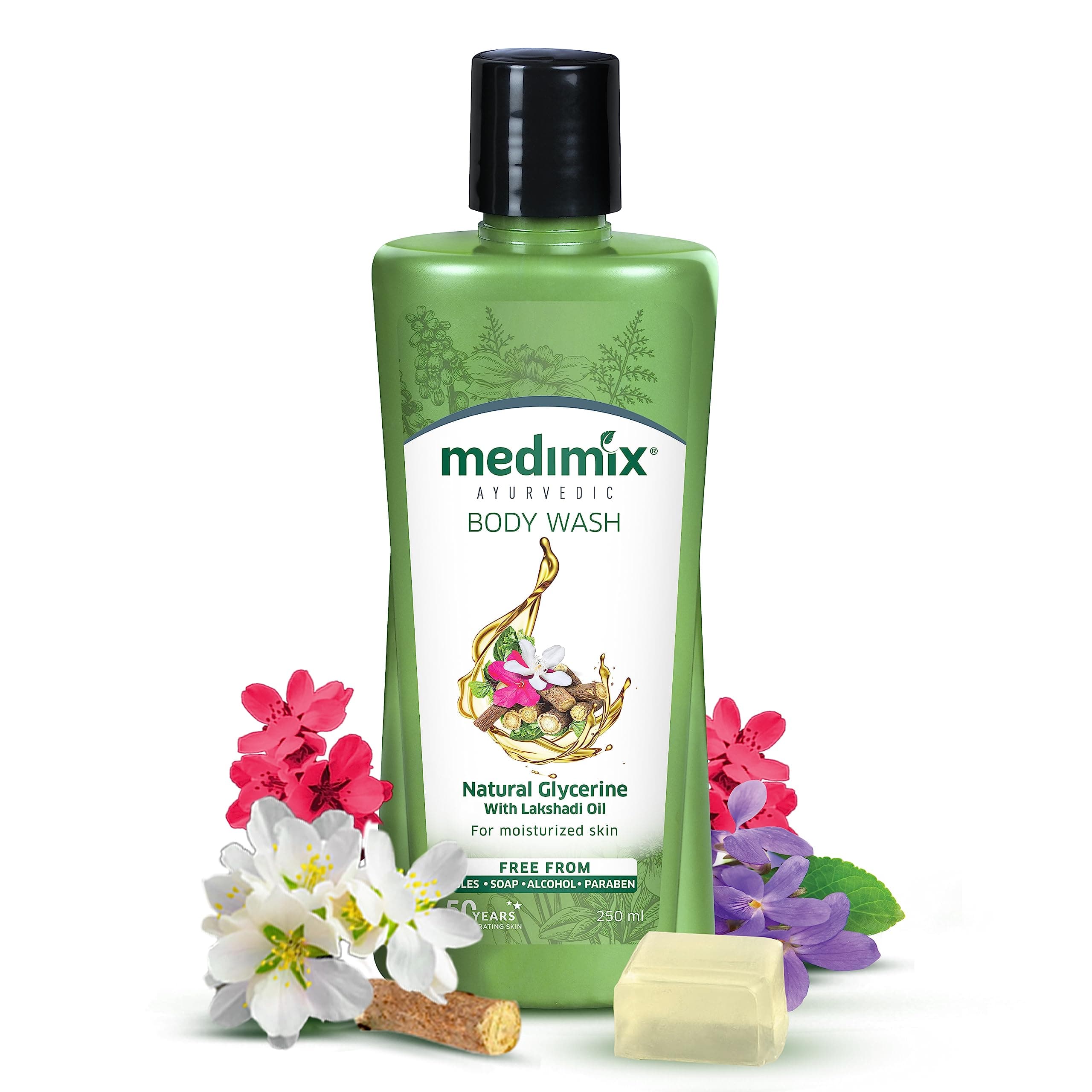 Medimix Ayurvedic Bodywash, Natural Glycerine & Lakshadi Oil for soft & supple skin 250ml | Skin moisturizing & Hydrating Shower Gel | Herbal | Paraben-free & Sulphate-free