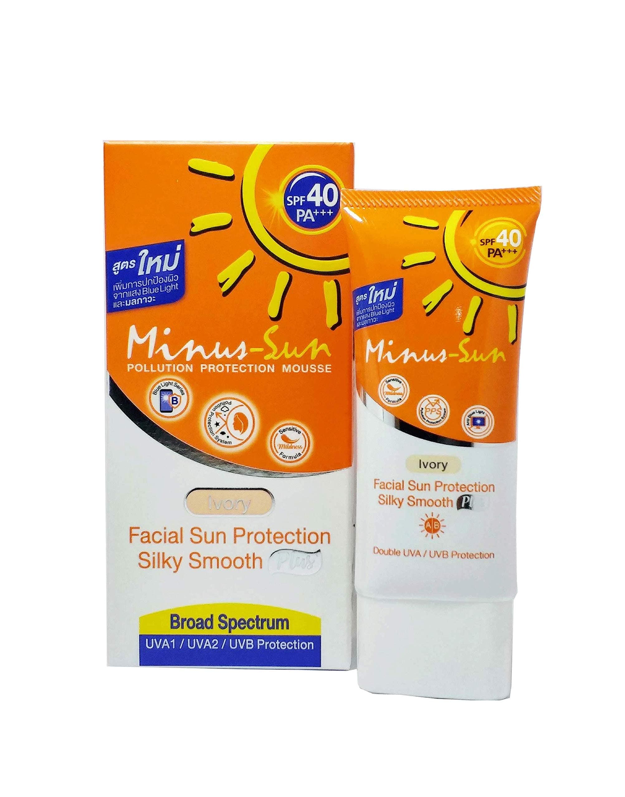 Minus-sol (Minus-sun) Facial Sun Spf 40 Pa+++ Ultra Protect Duo Effect Anti-aging Ivory 1.59 Oz.(45g.)