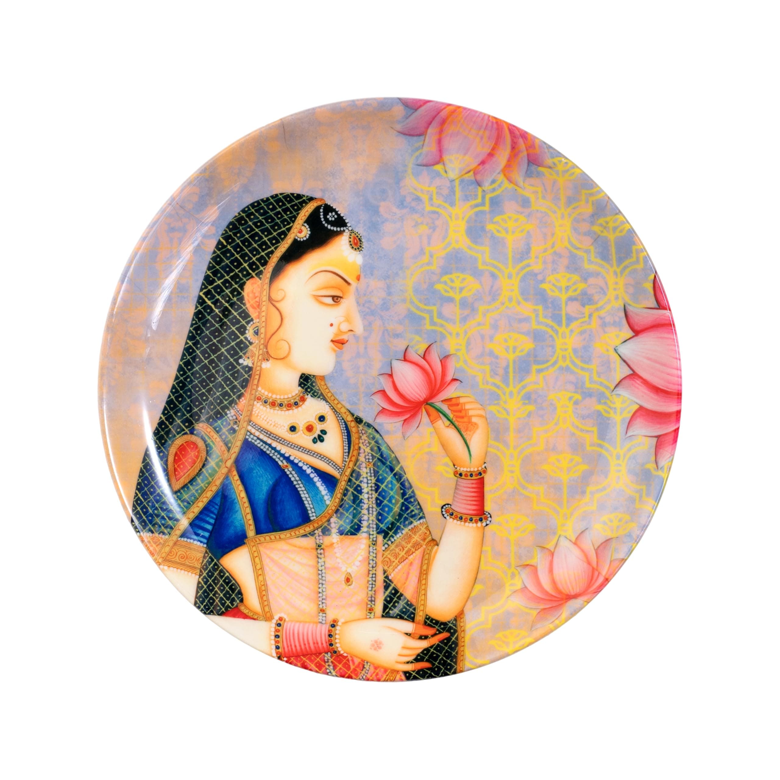 KOLOROBIA Decorative Wall Plate|Stand & Metal Hook| Mughal Queen |Hanging Wall Plate| 10inch |Gift Box Packaging |Ceramic Wall Plate for Wall Décor I Home Décor I Living Room I Office