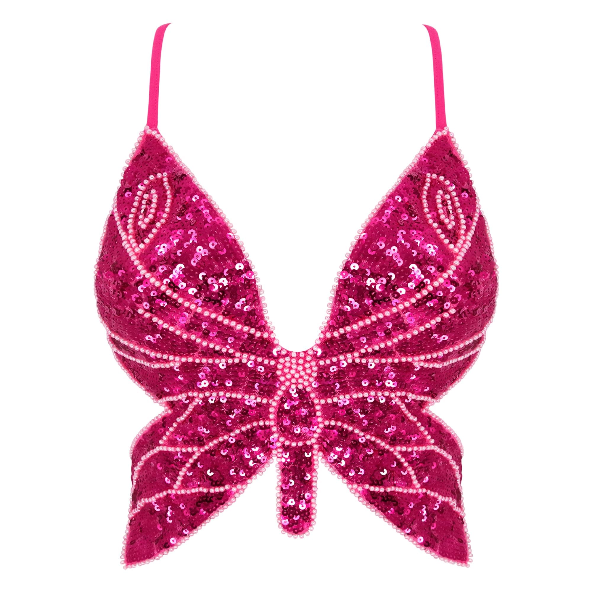 Womens Indian Belly Dance Costumes Performance Outfits Butterfly Bandage Padded Bra Sequin Pearl Embroidery Tank Top