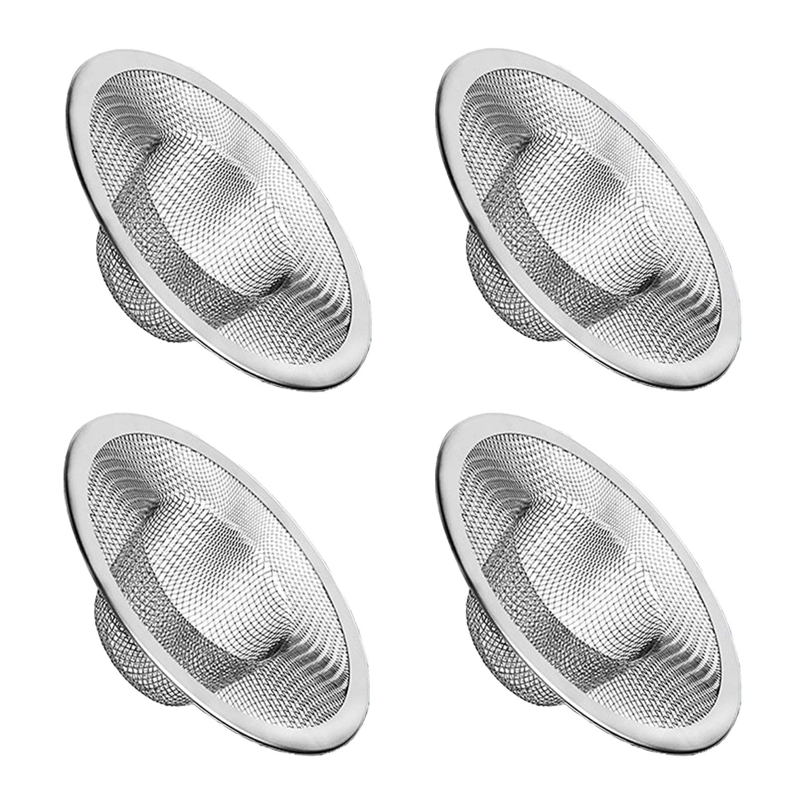 4pcs Heavy Duty Stainless Steel Kitchen Sink Strainer, 2.75" Top / 1" Mesh Metal Sink Strainer,Perfect for Kitchen Sink/Bathroom Bathtub Wash basin Floor drain balcony Drain Hole, Utility