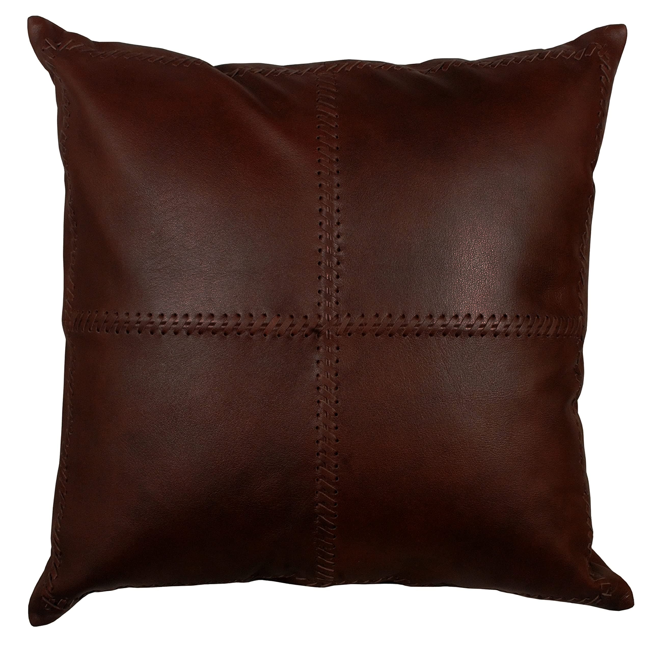 Lambskin Leather Pillow Cushion Covers Brown Sofa Cushion Case Decorative For Couch Throw Pillow Case Brown 16 X16