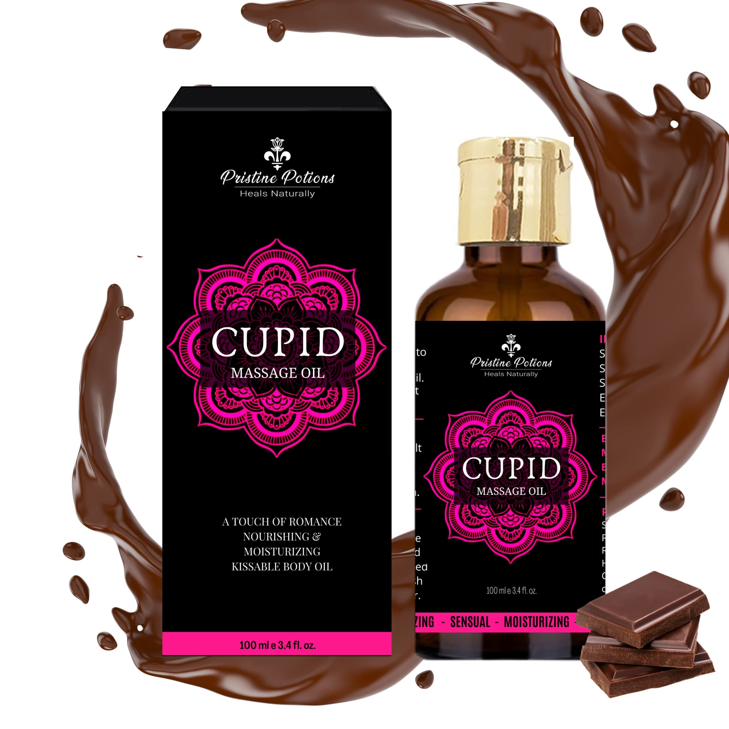 Premium Cupid Chocolate Massage Oil I Alluring & Fragrant Massage Oil I Luxurious & Hydrating Skin Care I Excellent Gift for Her & Him-100 ml