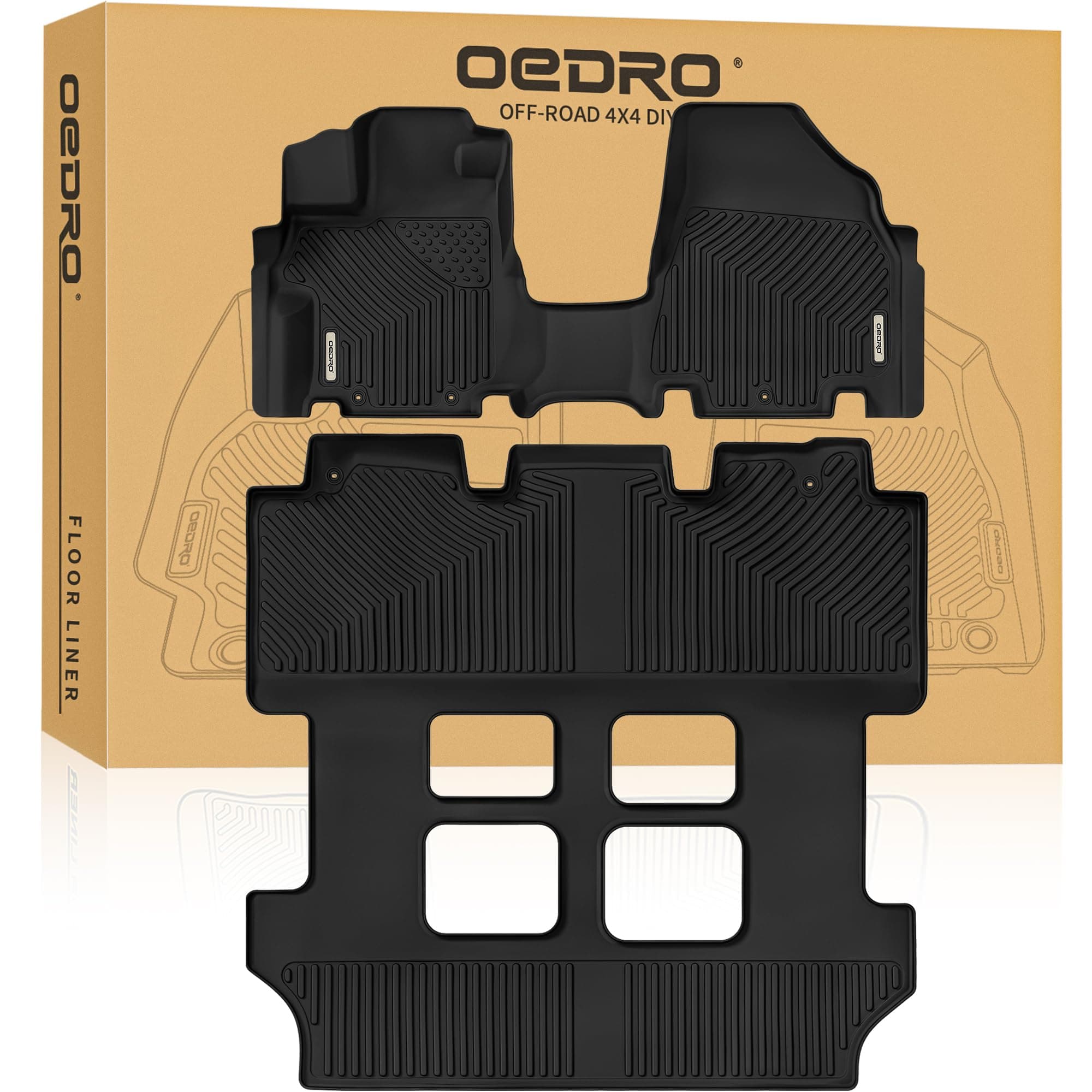 OEDRO Upgraded Floor Mats Fit for Honda Odyssey 2011-2017, All Weather TPE 3 Row Car Floor Liners, Car Mats Tailored Fit Odyssey Accessories, High-Walled Design, 1st and 2nd 3rd Row Full Set