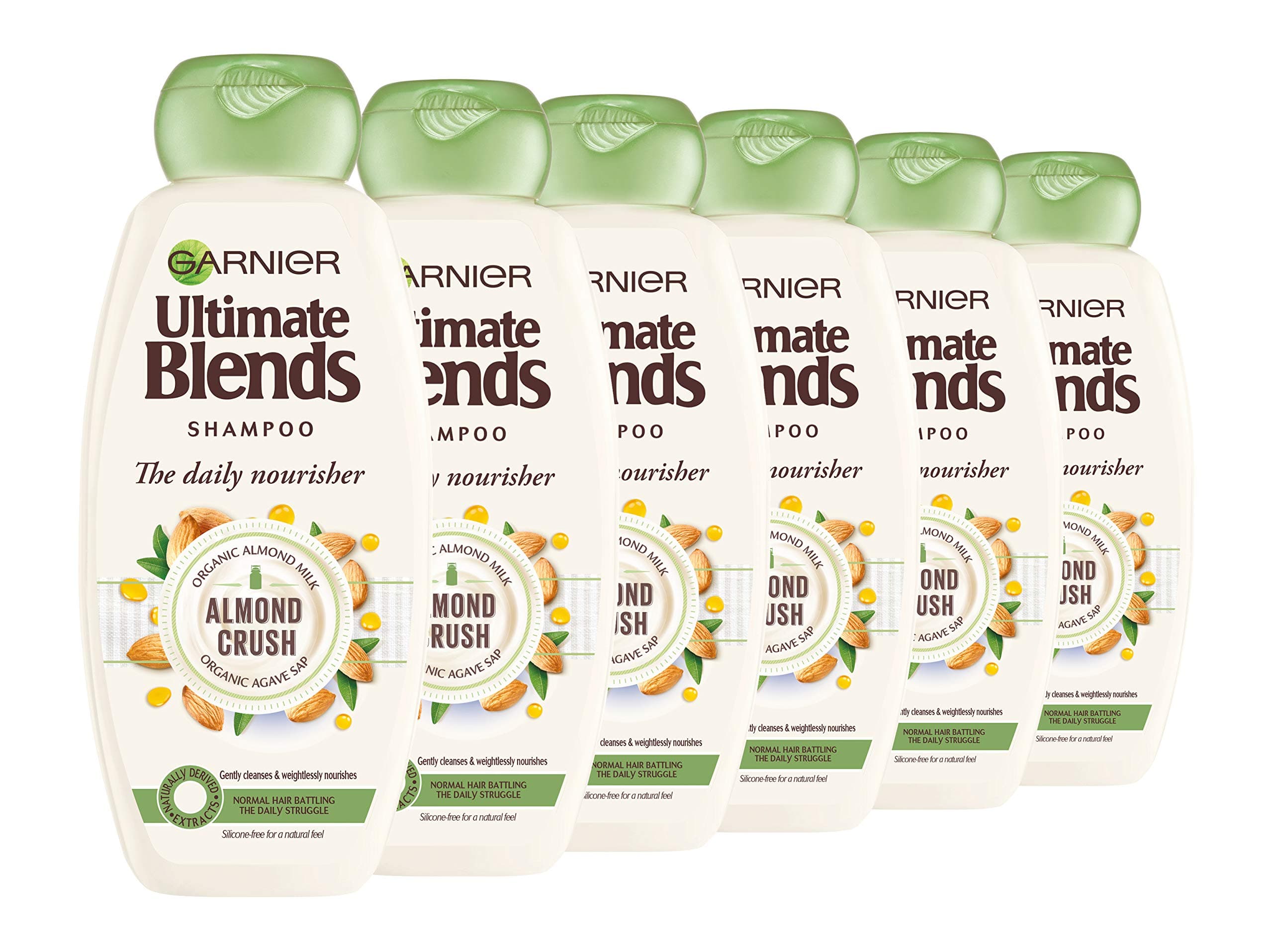 Garnier Ultimate Blends Shampoo | Almond Crush With Almond Milk & Agave Sap Daily Nourishment for Normal Hair | 360 ml | Pack of 6