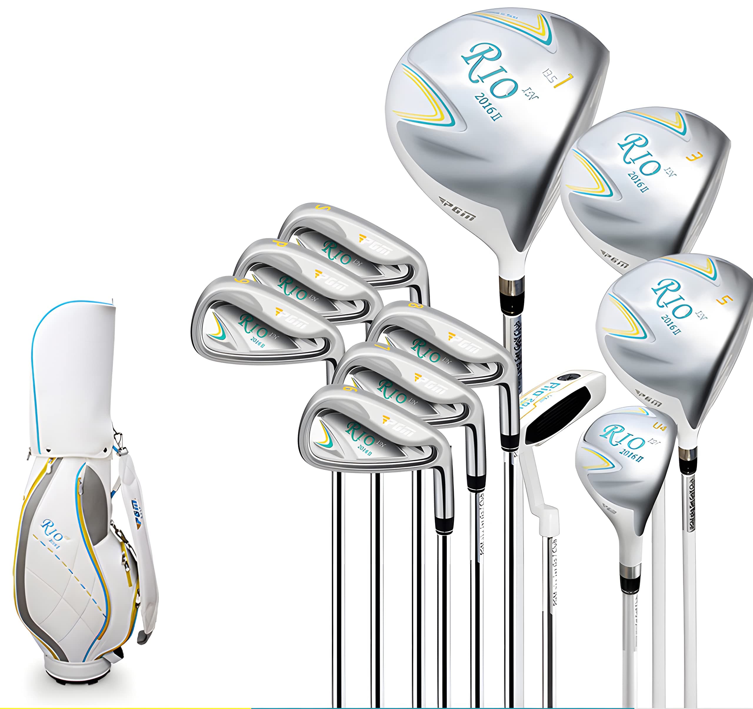 PGM Rio Womens Right Handed Golf Clubs Set Sliver Ladies Complete Right Handed Set LTG014