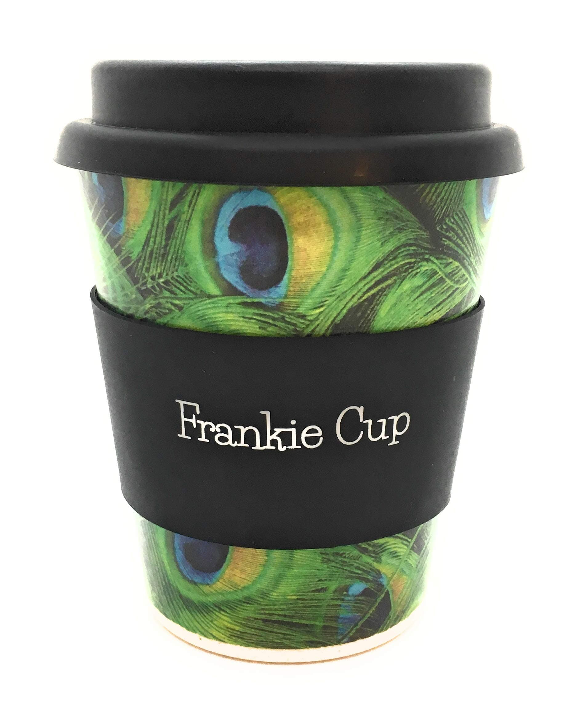 Reusable Coffee Cup - Eco-Friendly Organic Bamboo Fiber - To-Go Travel Cup With Lid - Light Weight & Dishwasher Safe - Ideal For Men & Women - 12 oz PEACOCK Frankie Cup
