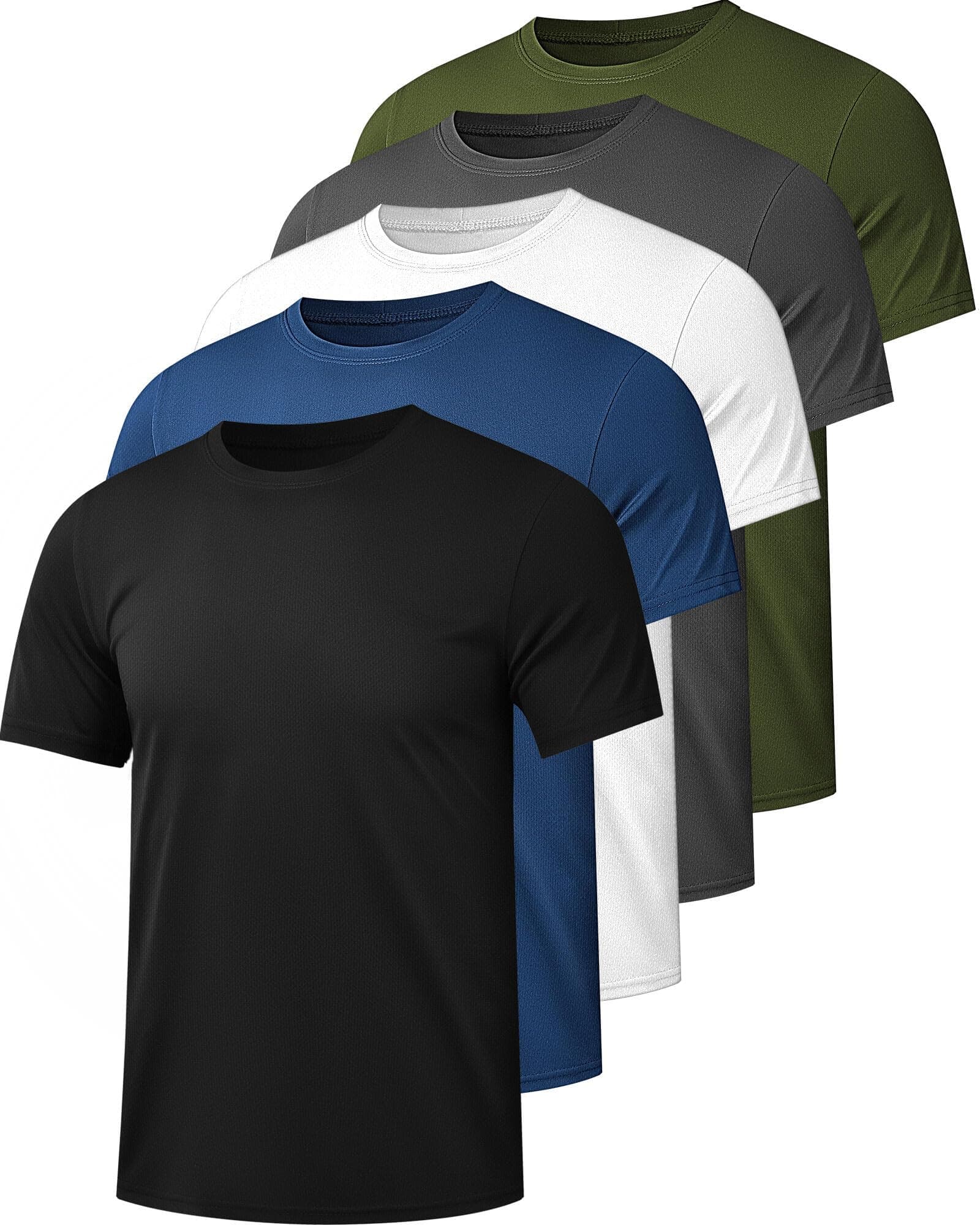 1/5 Pack Mesh Workout Shirts for Men Dry Fit Gym Shirts Quick Dry Athletic Short Sleeve T-Shirt Moisture Wicking