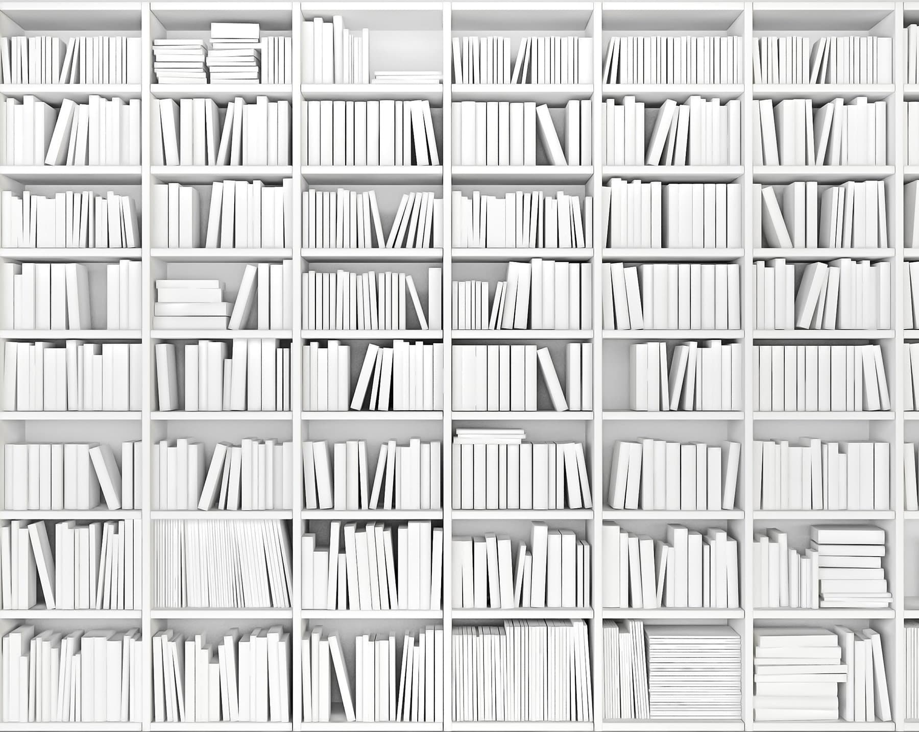 WALS0016 Library Wall Mural, White & Off-White