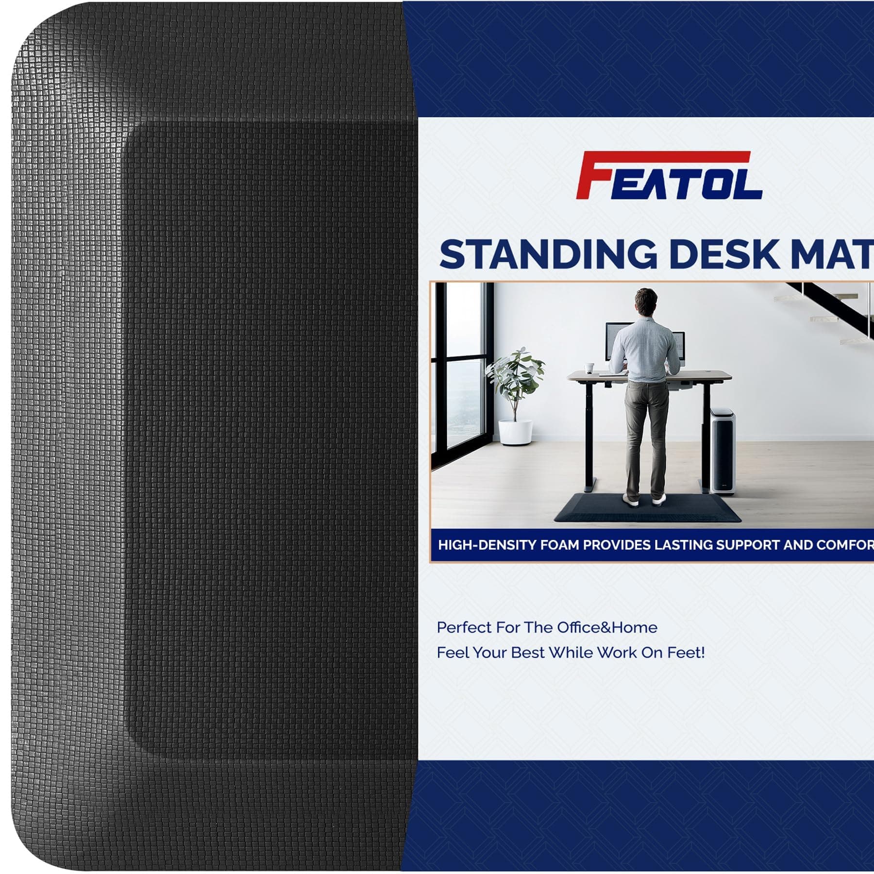 Anti Fatigue Mats For Kitchen Floor, 9/10 Extra Thick Standing Desk Mat, Comfort & Durable Mat At Home, Kitchen, Office, All Day Non Slip Floor (20" X 32", Black)