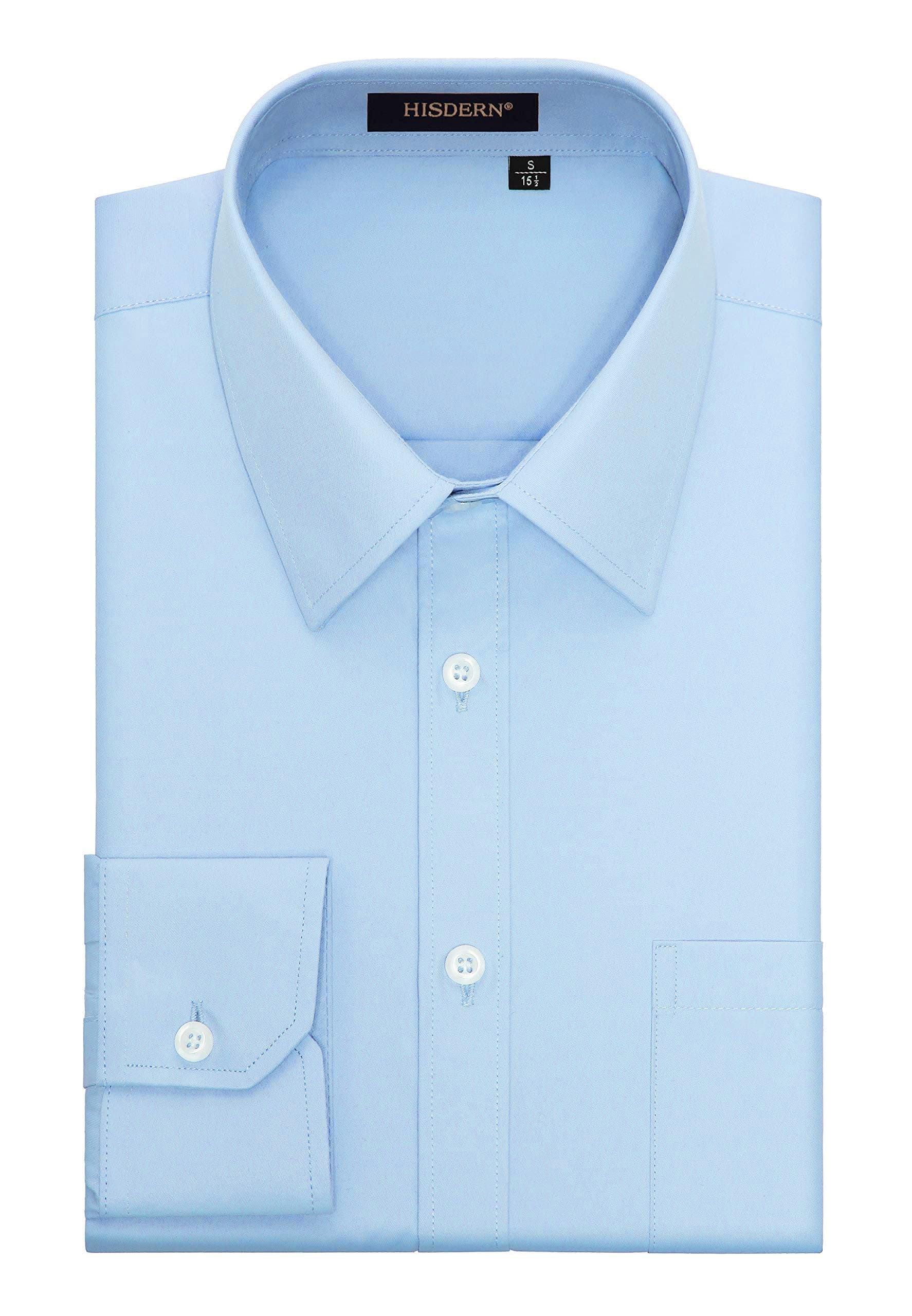 HISDERN Men's Formal Dress Shirt Long Sleeve Business Causal Button Down Regular Fit Shirts for Men with Pocket