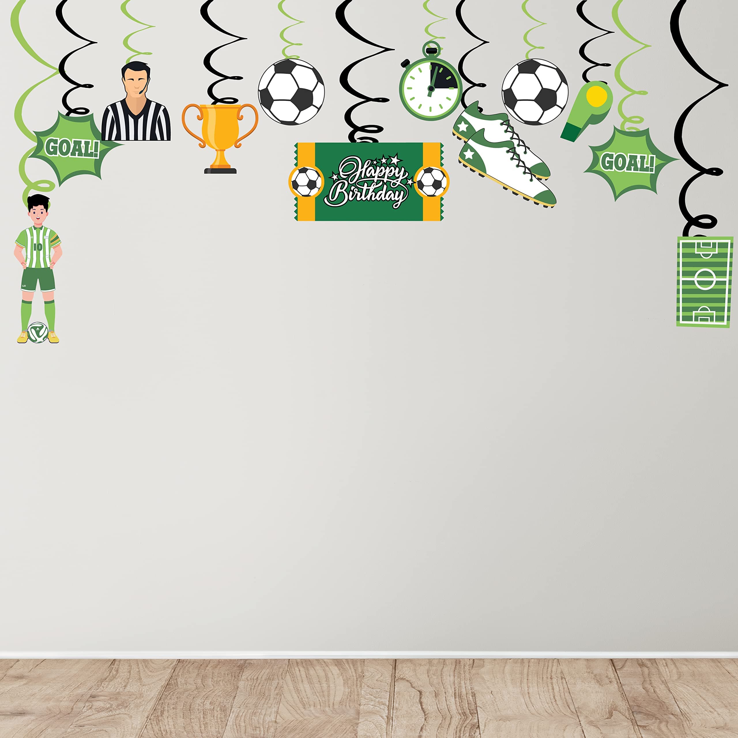 Festiko Football Theme Party Supplies (8 Pcs Swirl Cutouts, 8 Pcs Swirl Ribbons) - For Game Day, And Football Birthday Party Decorations,Party Supplies Themed Swirls,Multicolor