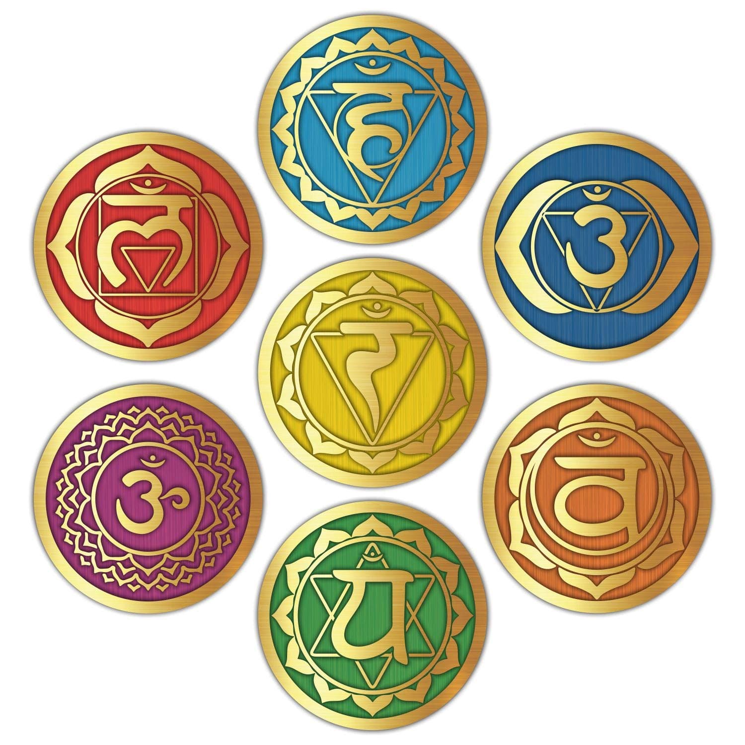 PARTH IMPEX Seven Chakra Wall Stickers - (Set of 7) 6" Large Round Vinyl Decals for Yoga Meditation Room Art Decor