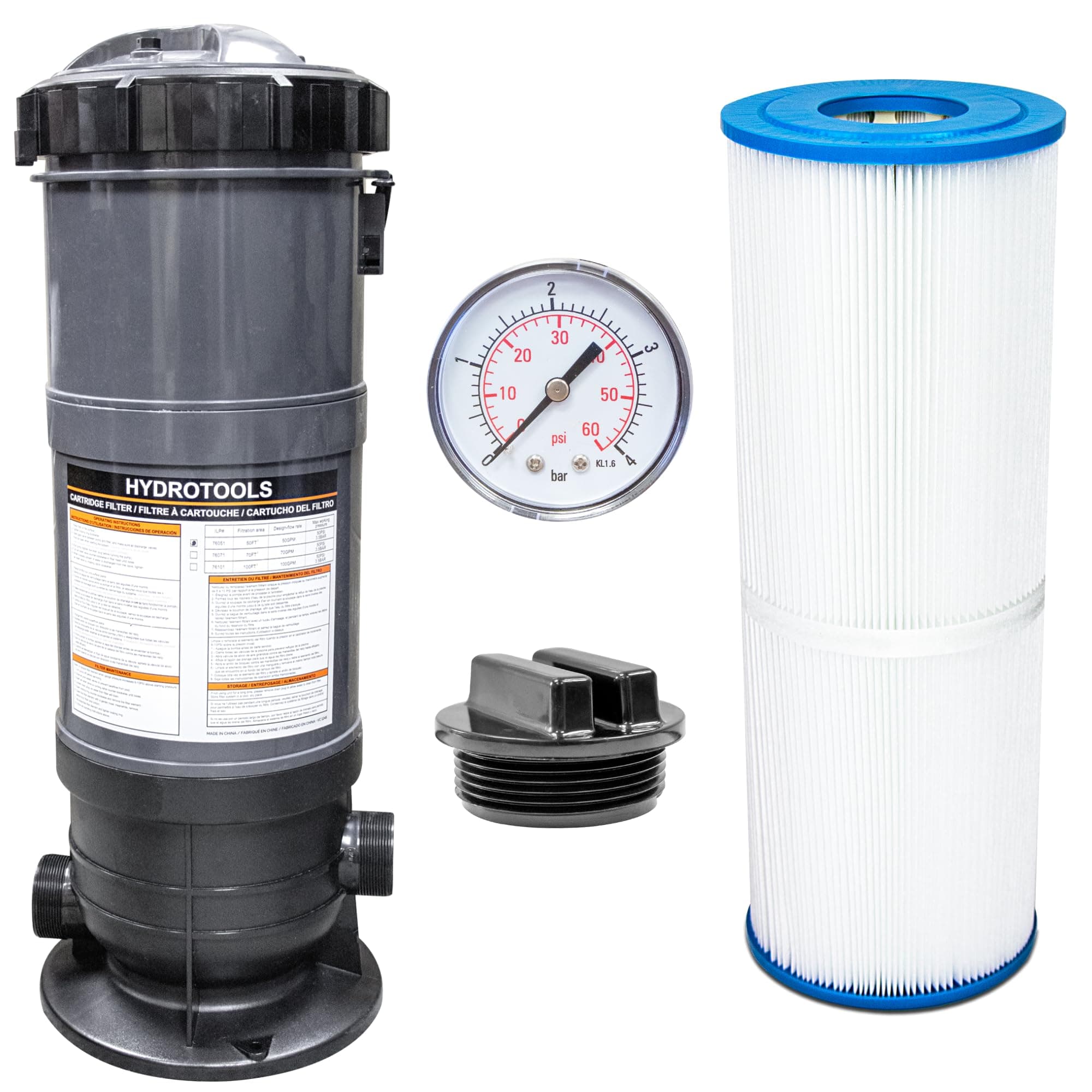 - Swimline HYDROTOOLS Above-Ground Pool Cartridge Tank & Replacement Filter Element - 50 Sq. Ft. High-Performance Filtration, Sure-Flo Pro System, Pump or Base Not Included