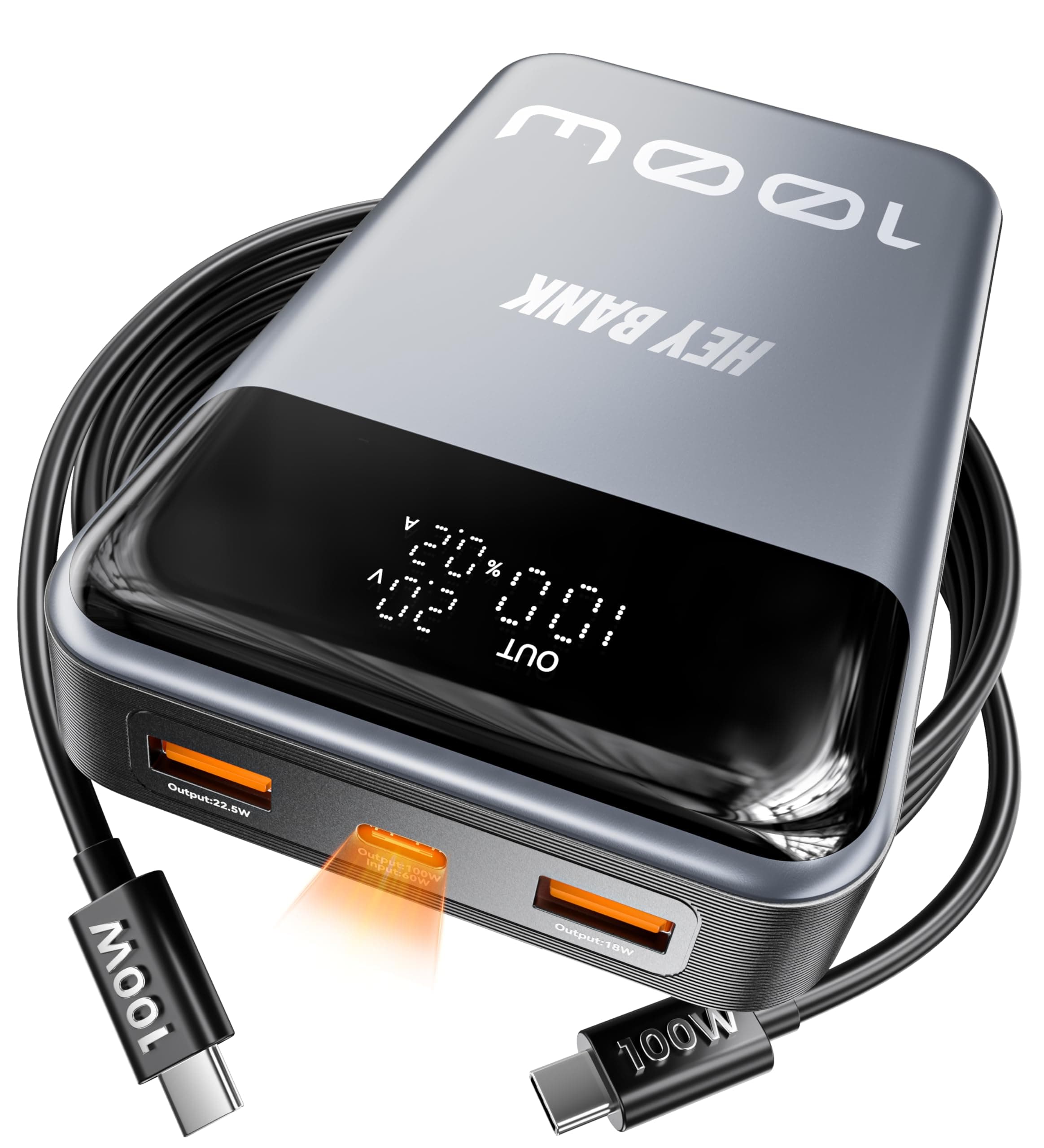 HEYMIX 100W Laptop Power Bank - 20000mAh Laptop Powerbank Portable Charger, 65W/45W/30W/20W USB C Battery PowerBank with PD Fast Charging Compatible with MacBook MacAir,iPad,iPhone 15/14/13, S23+/S22+