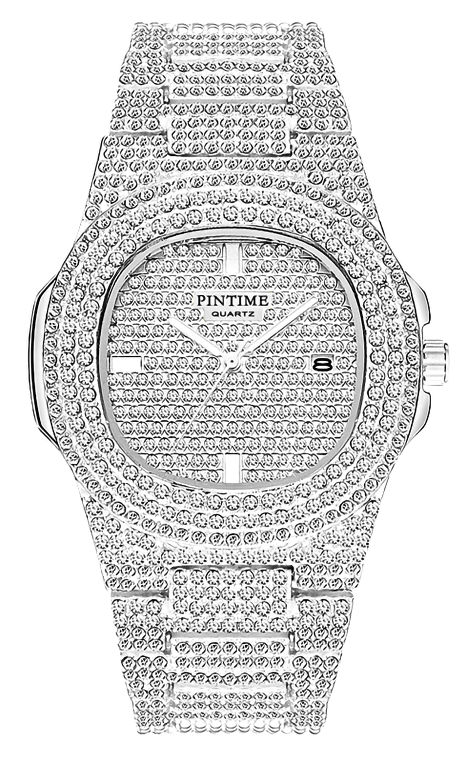 FANMIS Unisex Luxury Crystal Diamond Watches Silver Gold Fashion Quartz Analog Watch Stainless Steel Band Bracelet Big Face Women's Men's