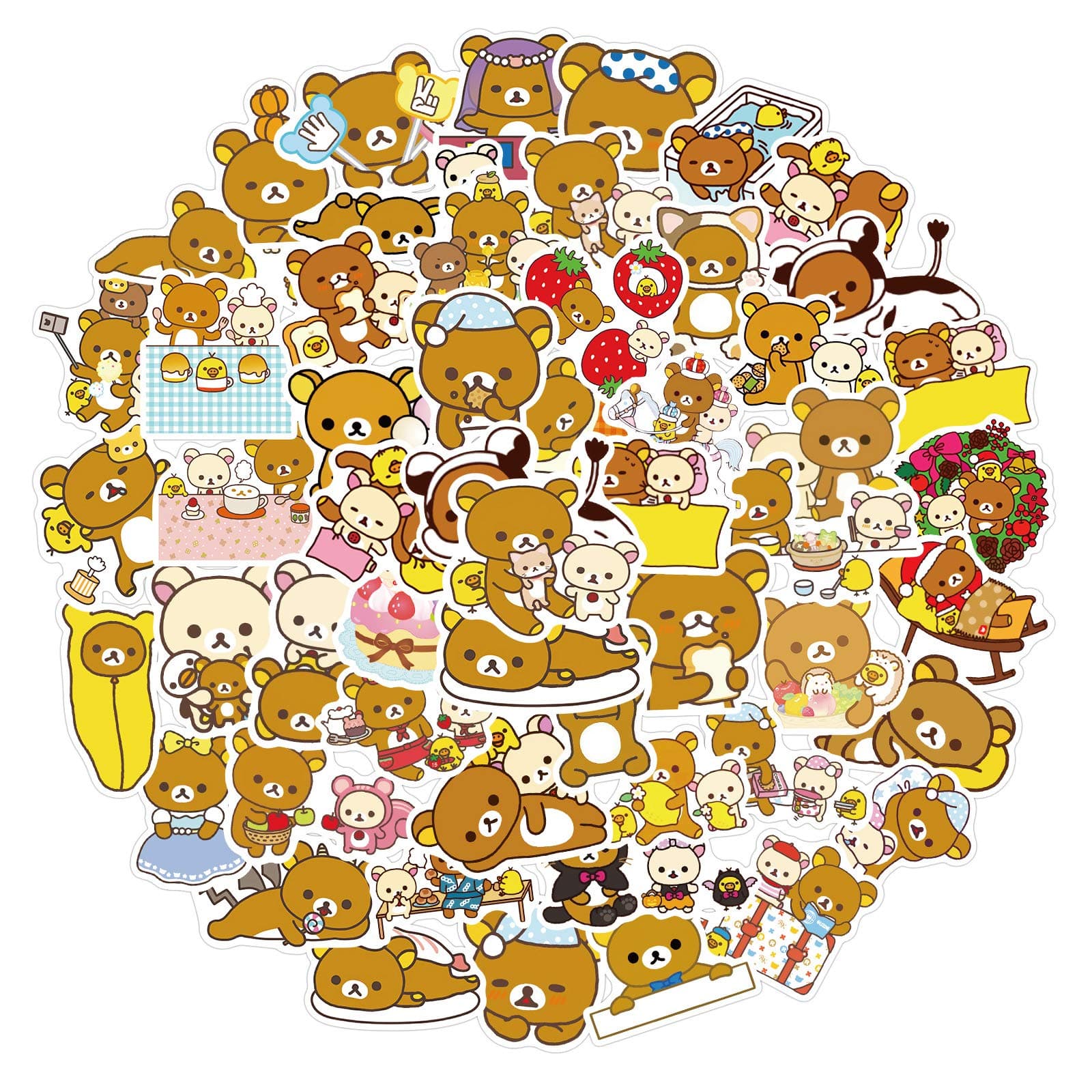 N&S Rilakkuma Stickers 50 Pcs Waterproof, Removable,Lovely,Beautiful,Stylish Teen Stickers, Suitable for Boys and Girls in Water Bottles, Phones,Suitcase Vinyl