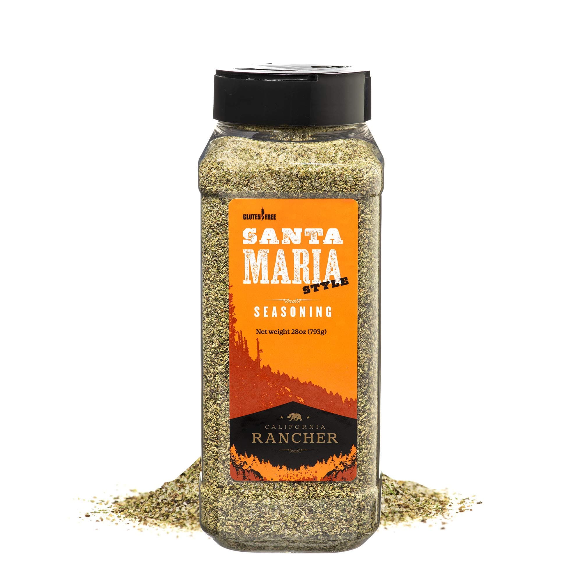Santa Maria Seasoning (Kosher Salt, Garlic, Pepper, and Herbs). Great for Tri Tip, Chops, Flank steak, Chicken, all meat, and Burgers. Bold Steakhouse Flavor. No MSG, Gluten Free, 28oz