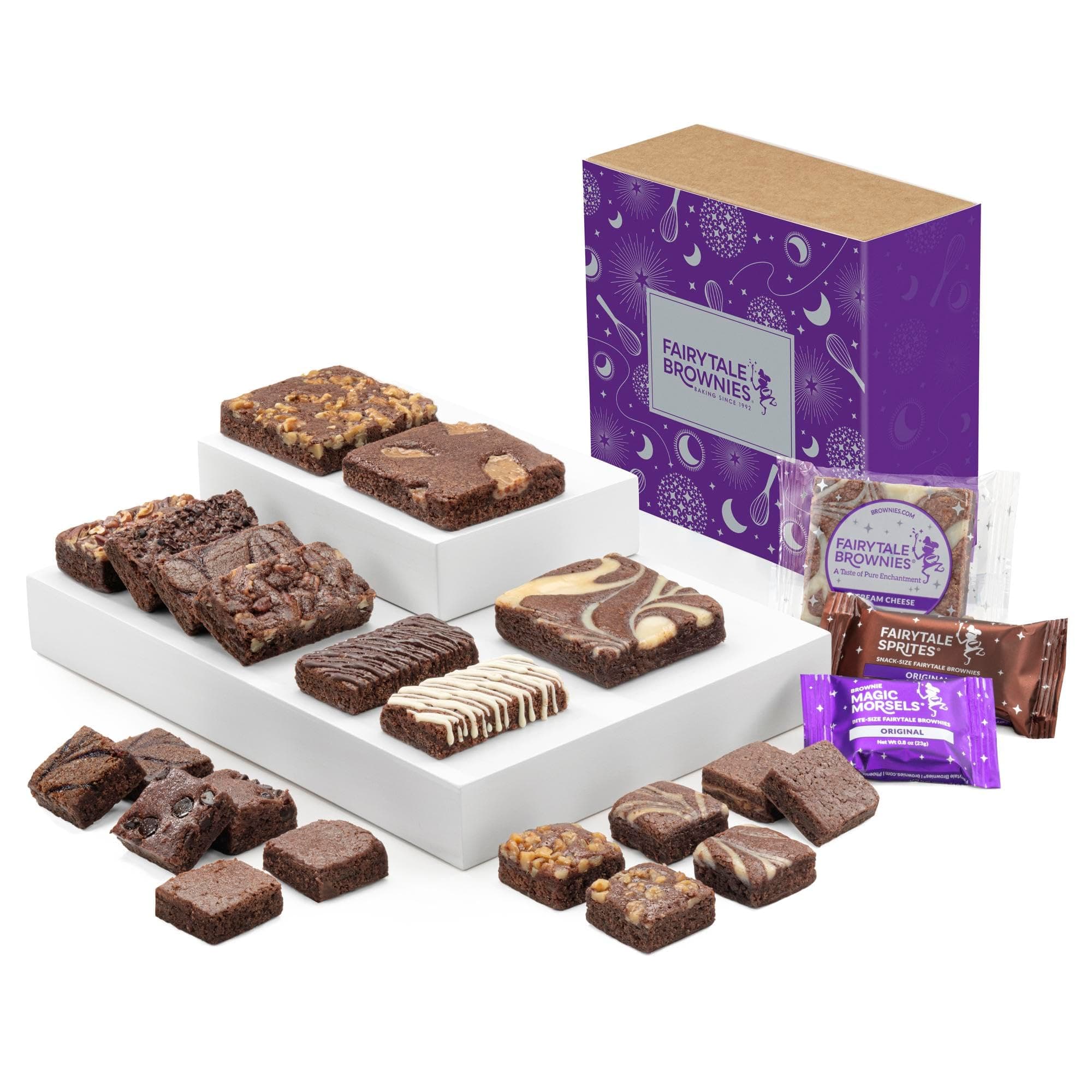 Medley Individually Wrapped Gourmet Chocolate Food Gift Basket - Full-Size, Snack-Size and Bite-Size Brownies - 21 Pieces - Item CF321