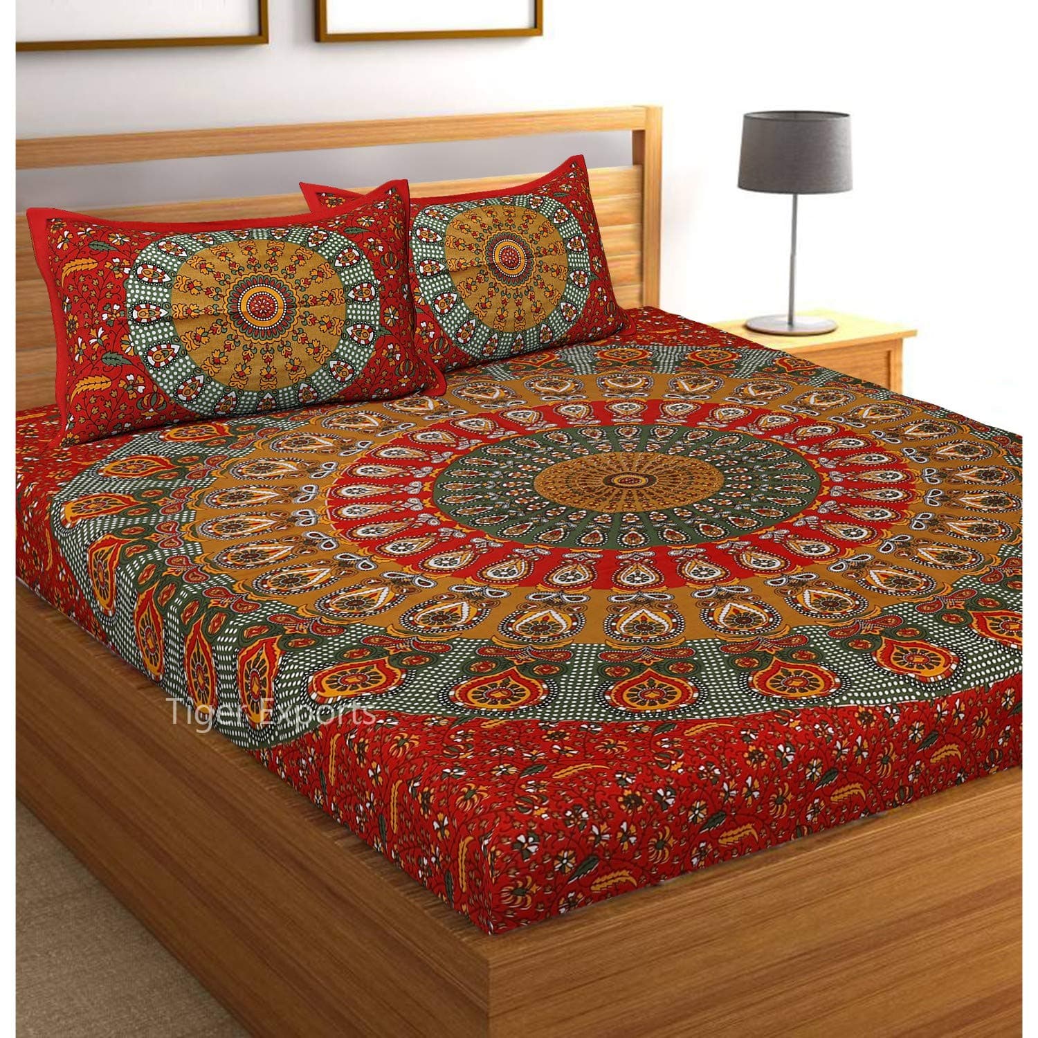 TIGER EXPORTS Cotton 144 TC Bedsheet (Red_Queen)