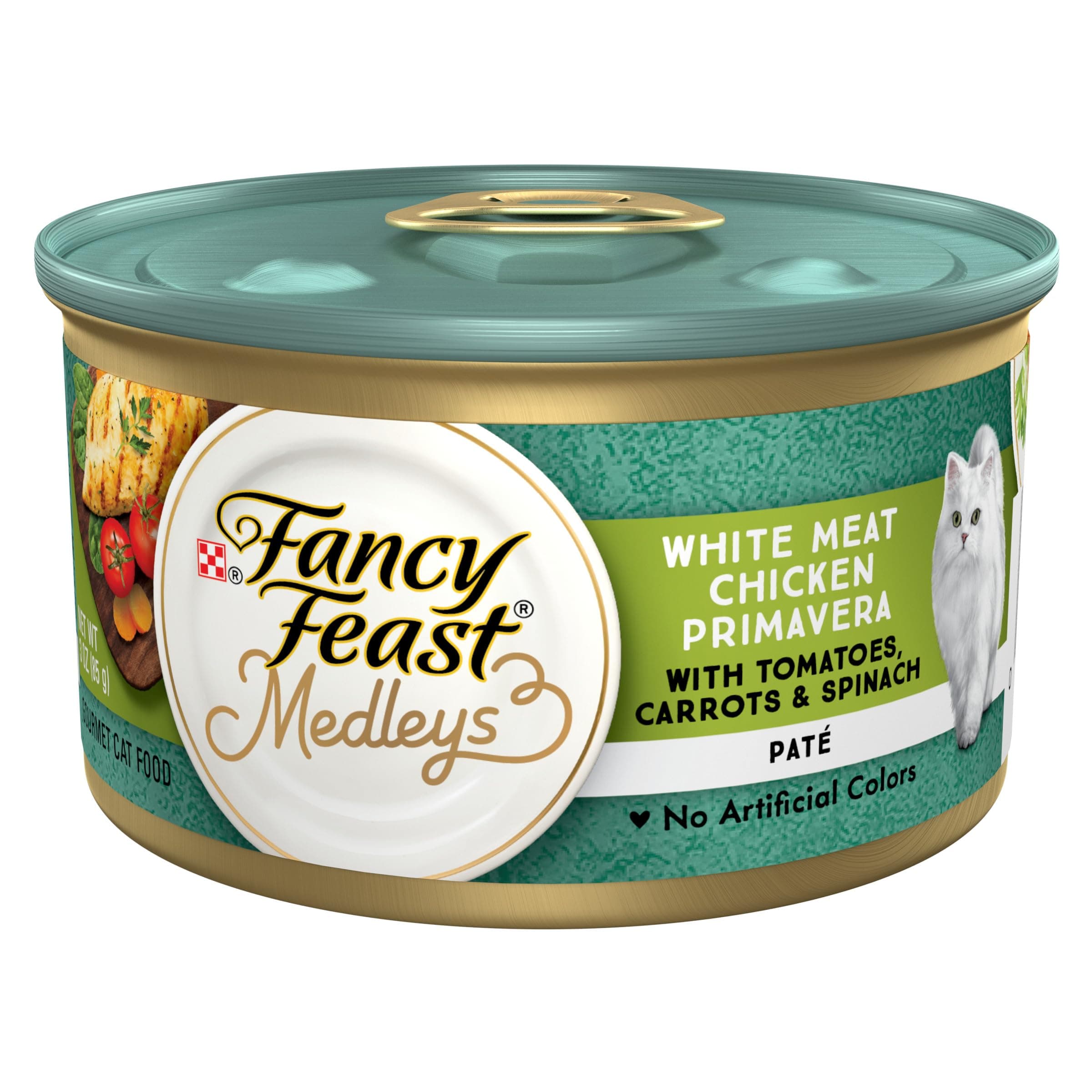 Wet Cat Food, Elegant Medleys, White Meat Chicken Primavera Pate with Garden Veggies & Greens, 3-Ounce Can, Pack of 24 by Purina Fancy Feast