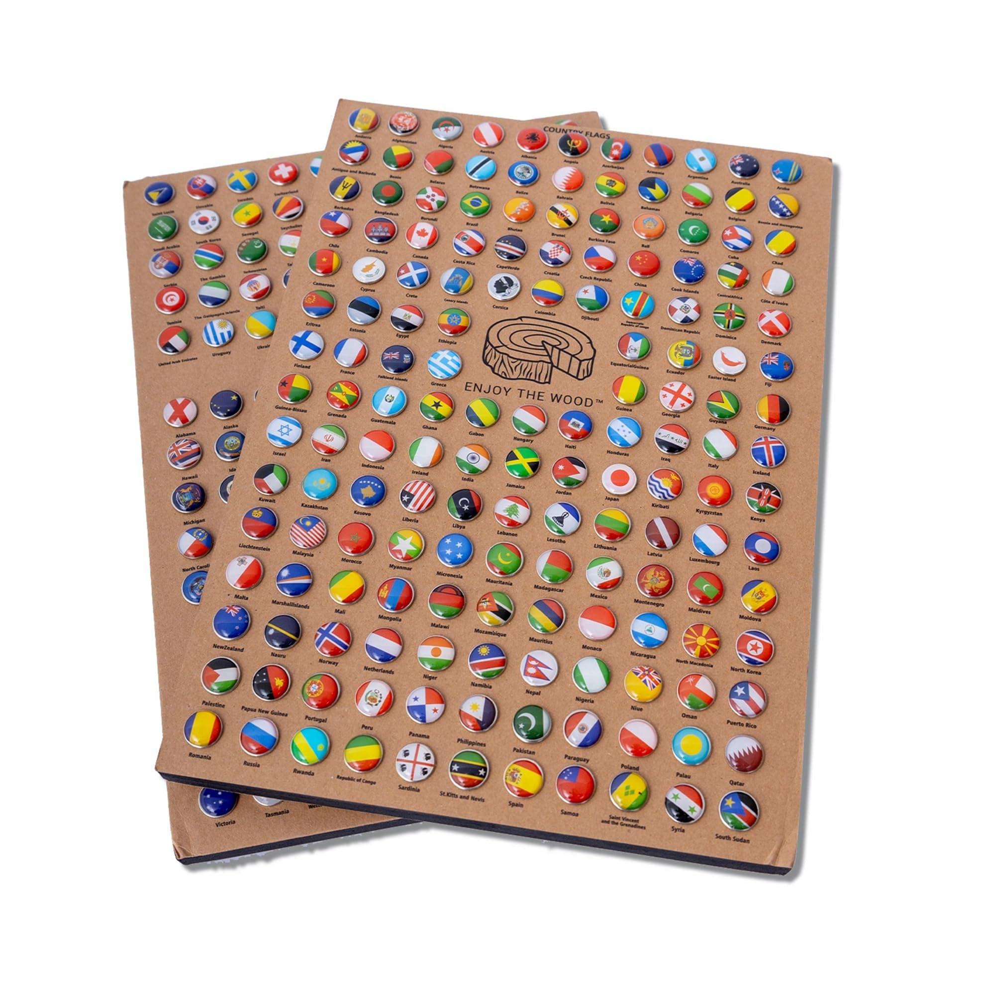 Enjoy The Wood Flag Push Pins for Wooden World Maps - 287 Flags, Including UAE - Mark Your Travels with Style!