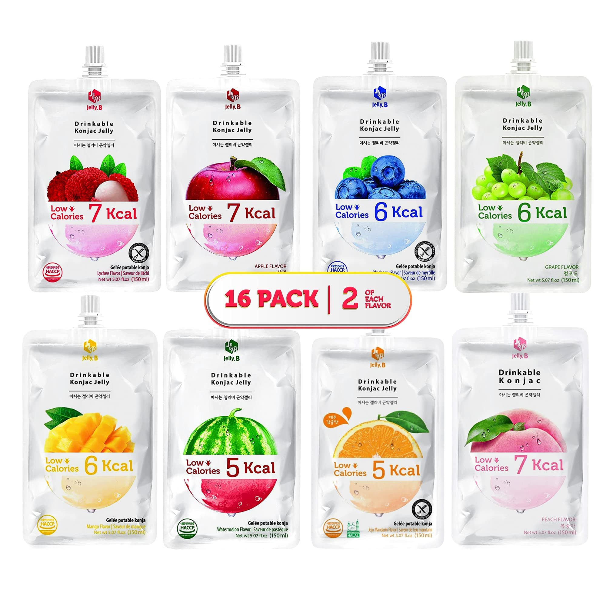 Eat Munchie Box - Konjac Jelly Drinks, Dietary Supplement, Variety Flavor Pack of 12 (Mango, Blueberry, Grape, Lychee, Peach, Apple)
