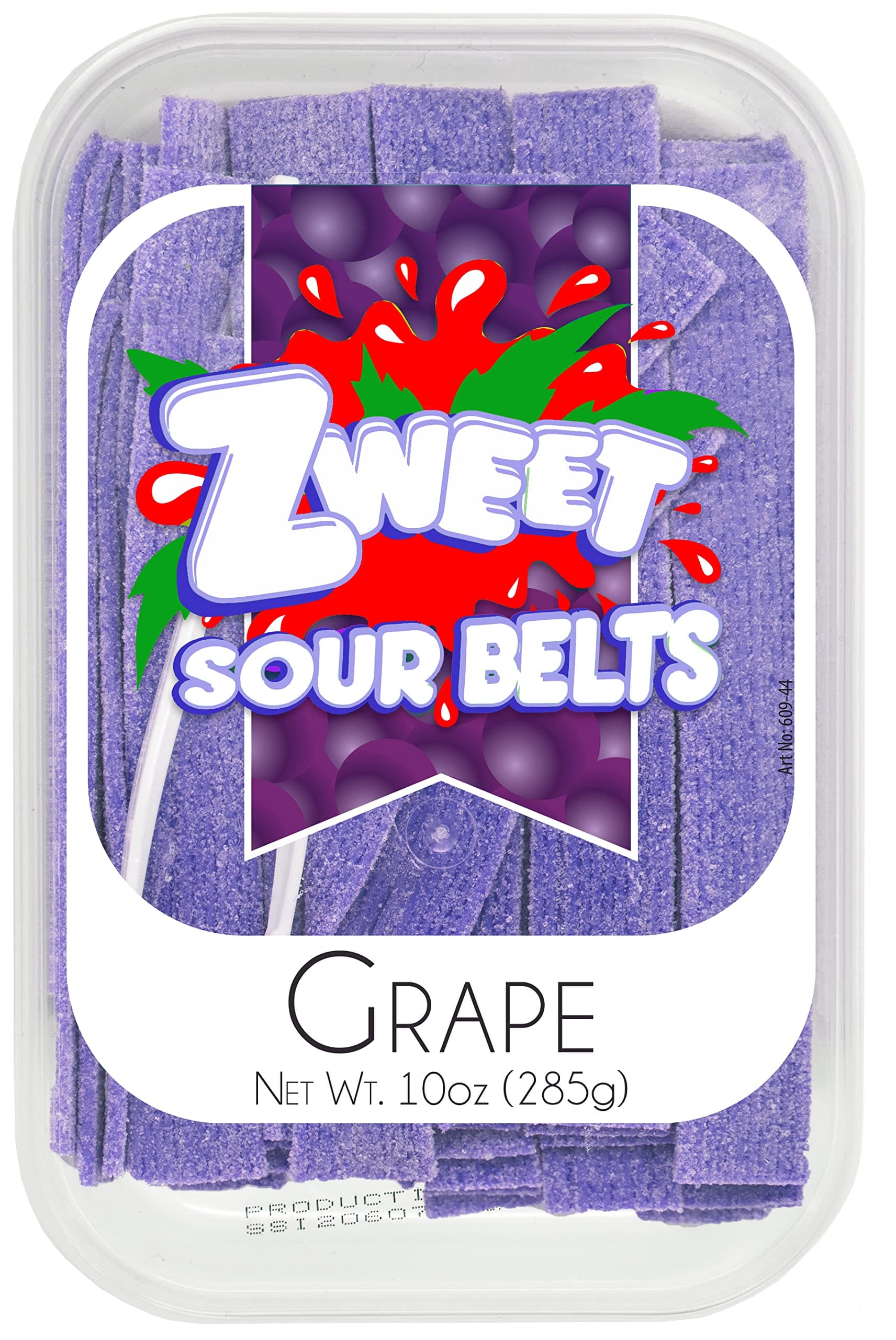 Zweet Sour Grape Candy Belts 10 Ounce – Sour Kosher Candy, Halal Candy Belts – Resealable Pack of Sour Licorice Belts (10 Ounce)
