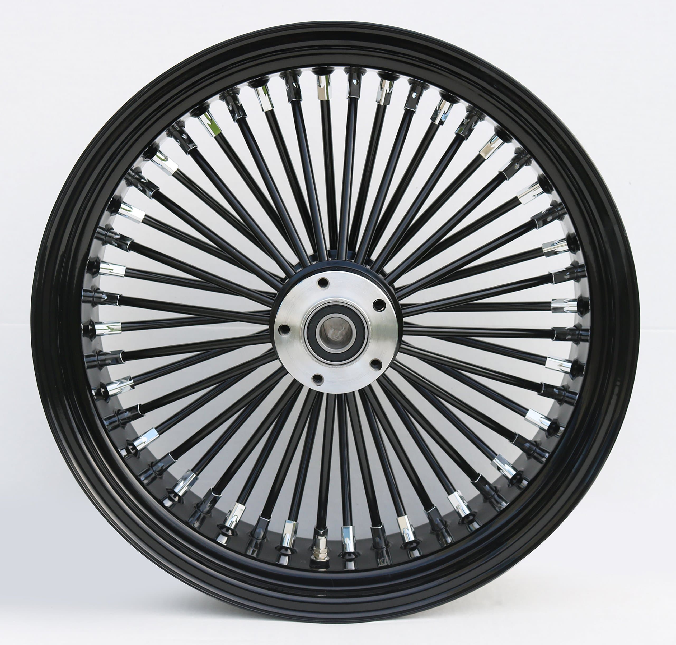 Ultima King Spoke Black on Black Aluminum Rear Wheel, 18" x 5.5", Black Billet Hub