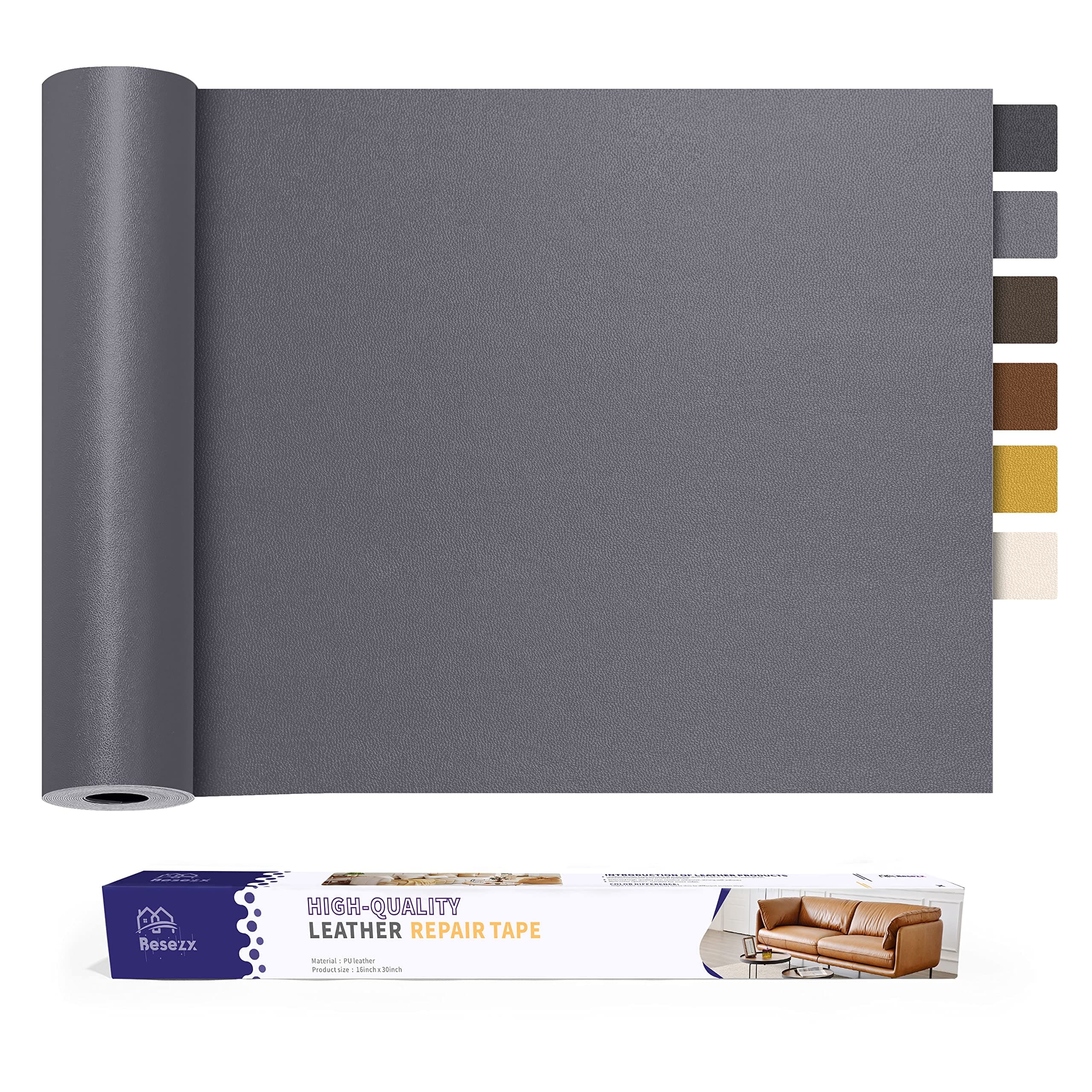 Leather Repair Patch Tape Kit, Self Adhesive Leather Repair for Furniture, Couch, Sofa, Car Seats,Office Chair,Vinyl Repair Kit.30inx16in