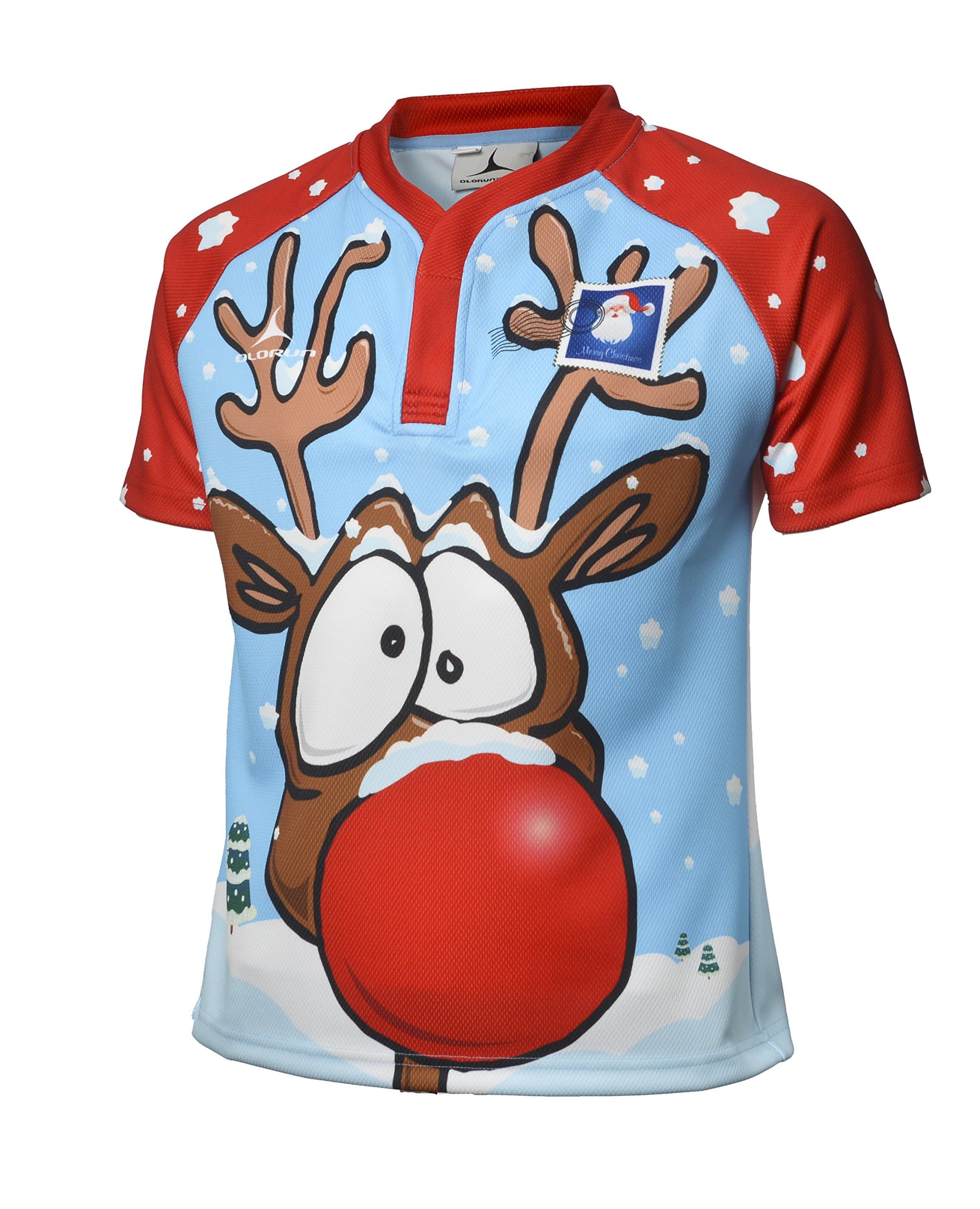 Rudolph 7's Rugby Shirt Old School Christmas Jumper design (S-XXXXL)