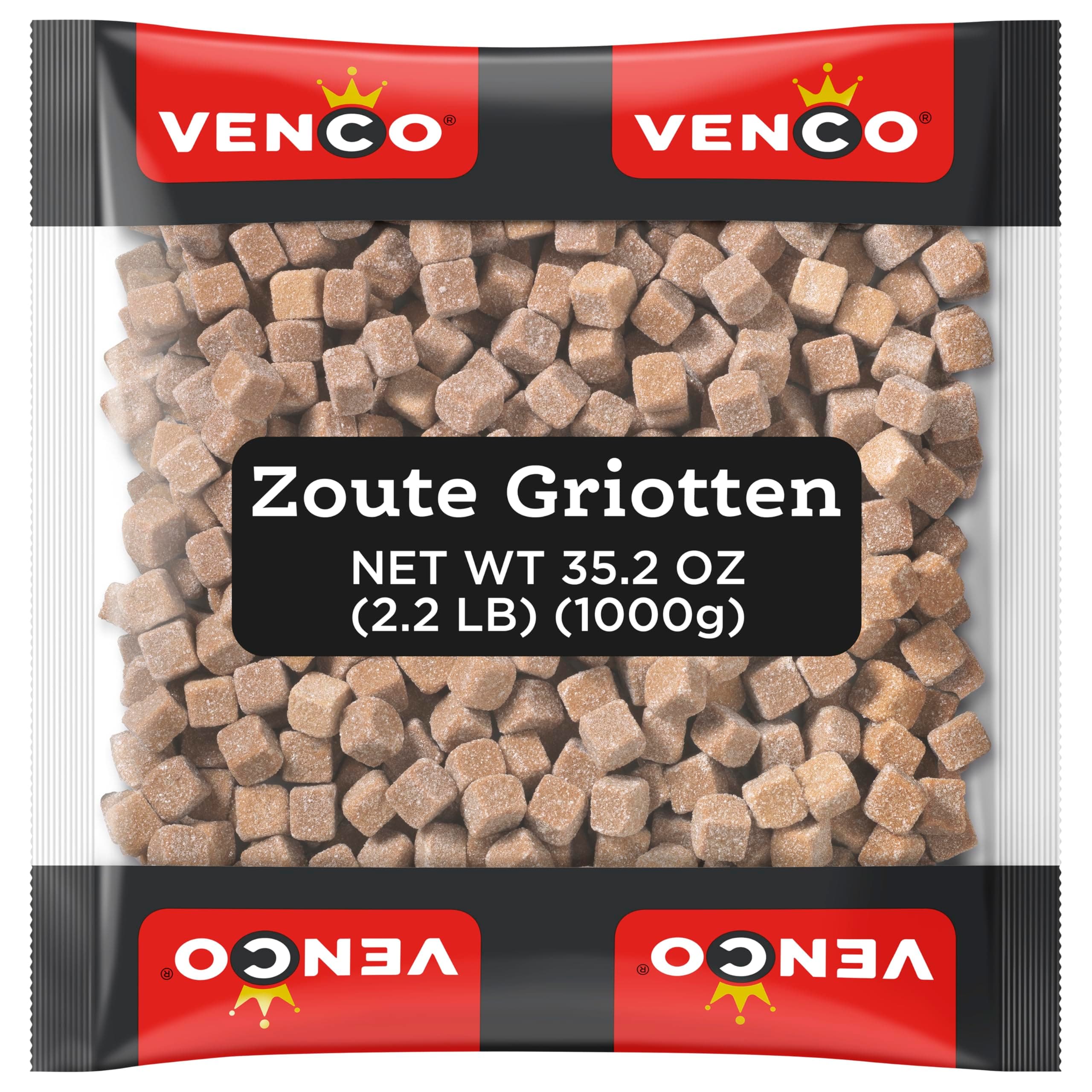 Griotten Salty Licorice Squares - Original Dutch Licorice Candy from Netherlands - Sweet and Salted Soft Anise Candy, Sugar Coated Liquorice Candies - Sharing Bag, Bulk Storing 2.2 lbs
