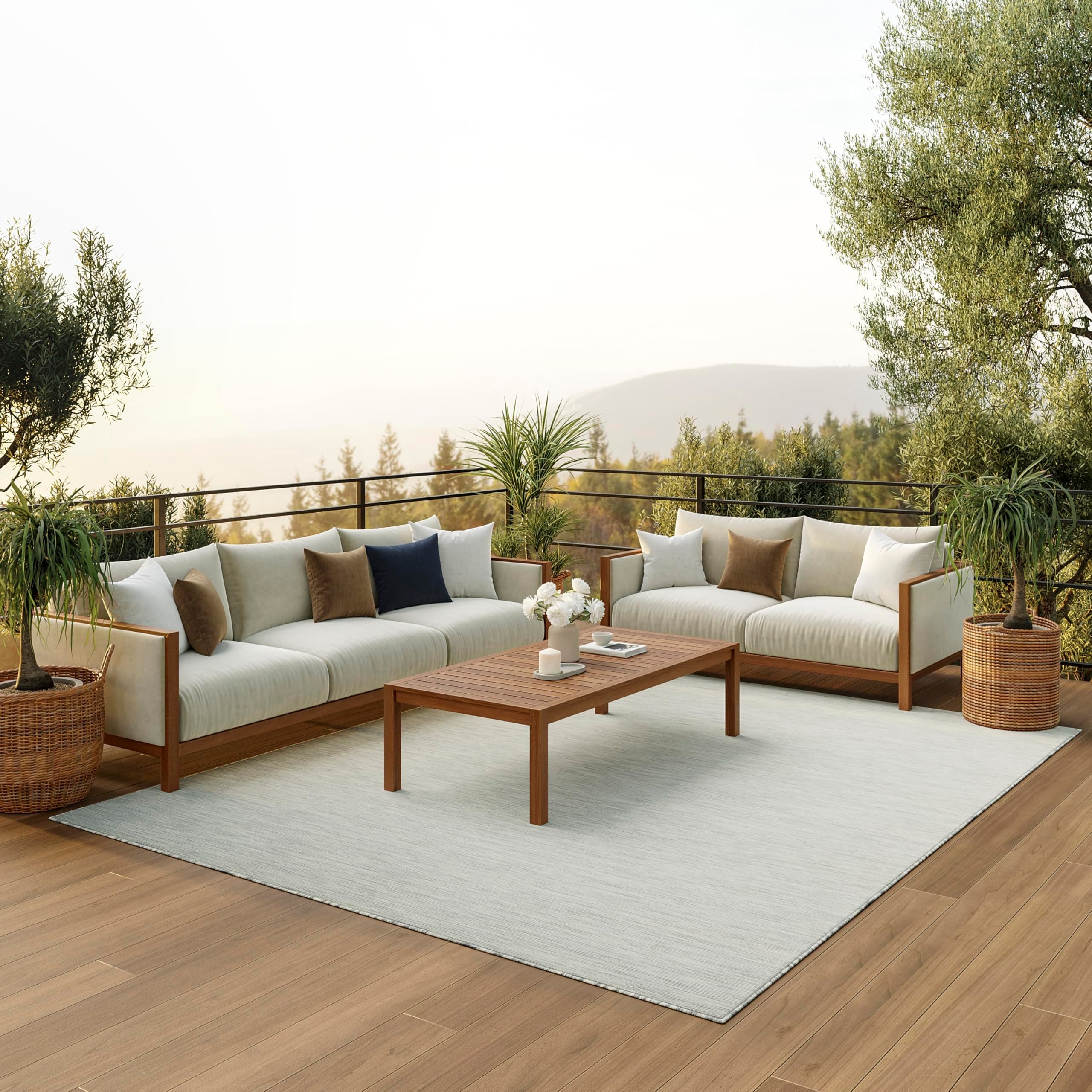 Home Positano Indoor-Outdoor Light Grey 8' x 10' Area Rug, Easy Cleaning, Non Shedding, Bed Room, Living Room, Dining Room, Backyard, Deck, Patio (8x10)