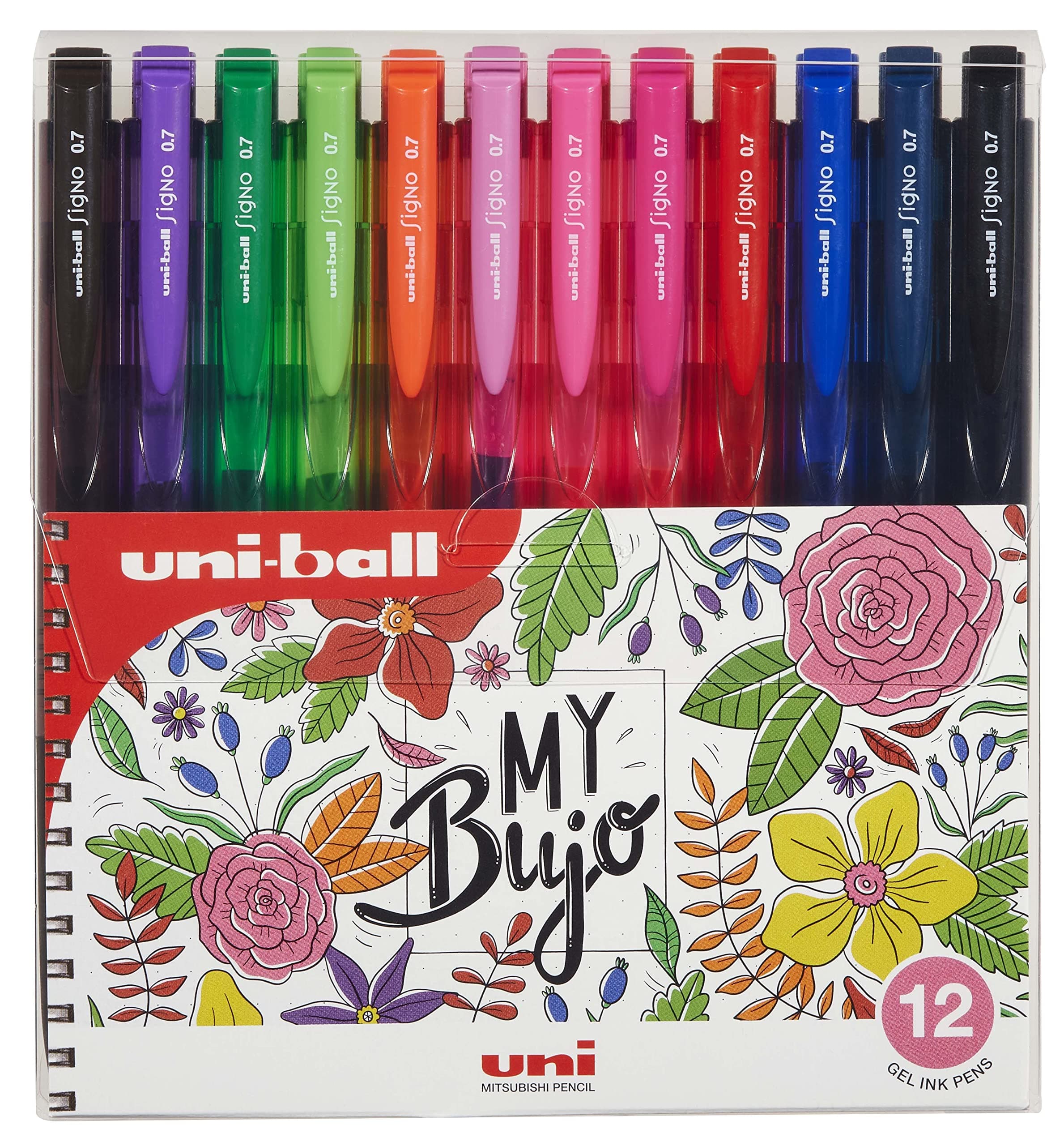 Signo UMN-155-07 Gel Ink Retractable Rollerball Pen - 0.7mm Fine - Wallet of 12 Colours