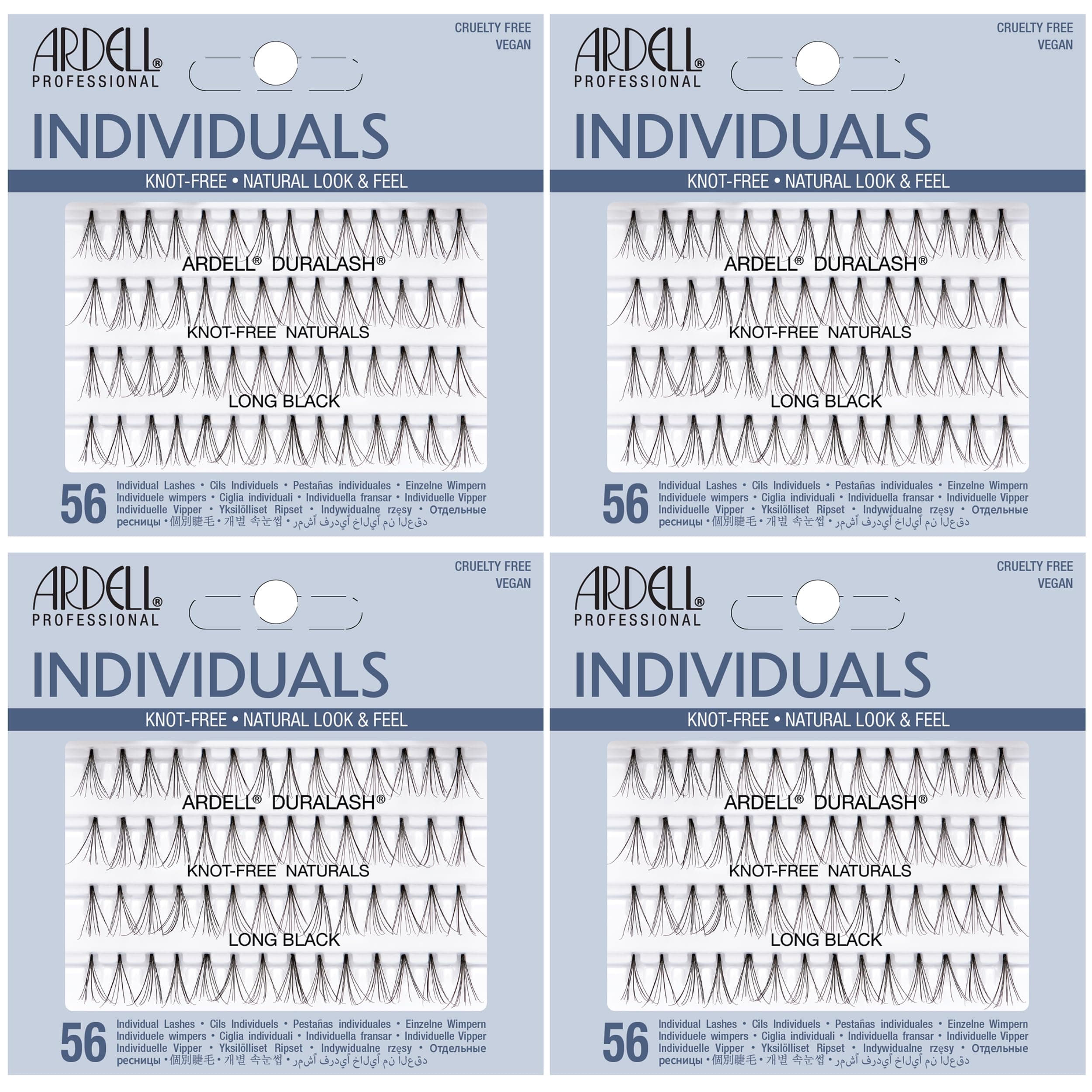 Individual Lashes - Long, Black, Fake Eyelashes, Natural Look DIY Eyelash Clusters for Easy Application, 4 Pack