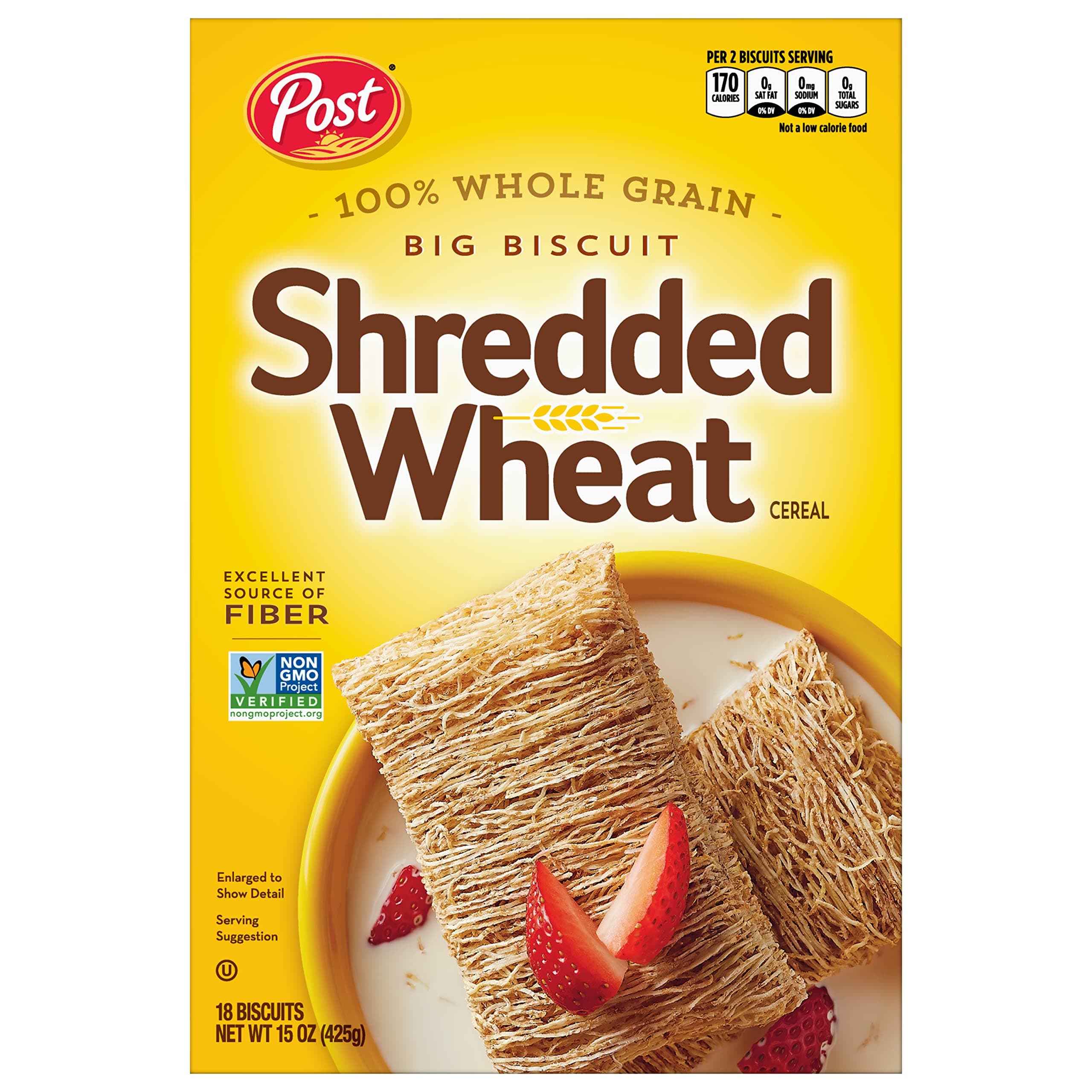 Shredded Wheat Big Biscuit, Whole Grain, Non-Gmo, Heart Healthy Breakfast Cereal, 15 Oz