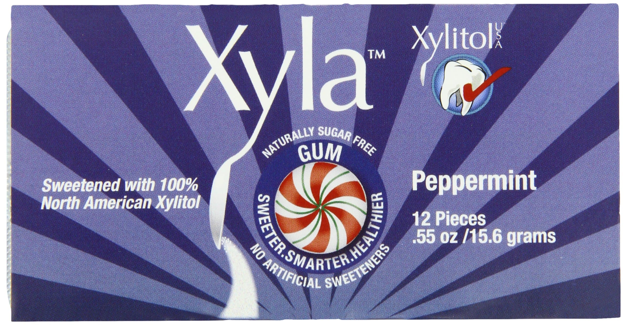 Xyla Gum with Xylitol, Peppermint, 12-Count Blister Packs (Pack of 12)