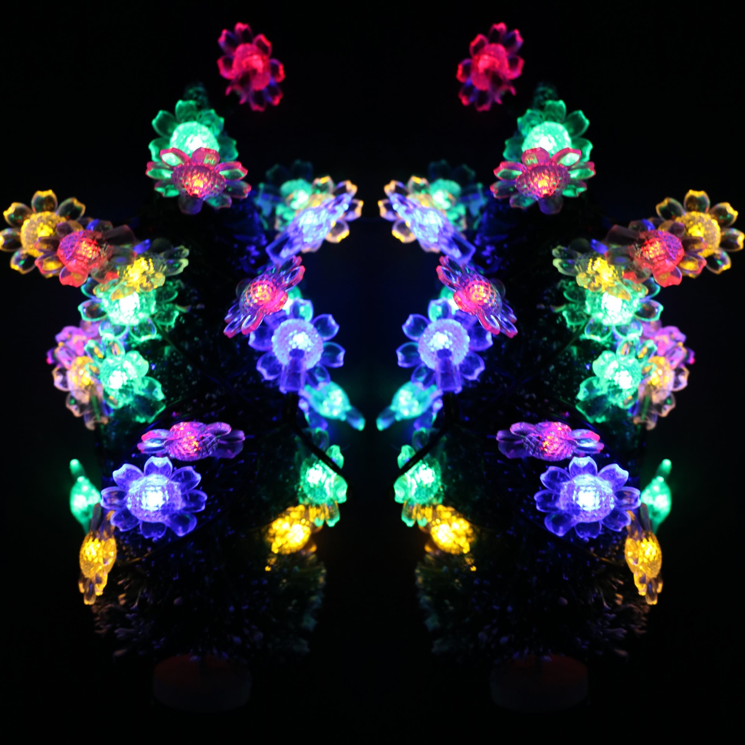 23ft Solar Outdoor String Lights, CoolTime 23ft 50 LED Sunflower Waterproof Fairy String Lights, Solar Powered Outdoor String Lights for Christmas Halloween Garden Yard Wedding Party. (RGB)