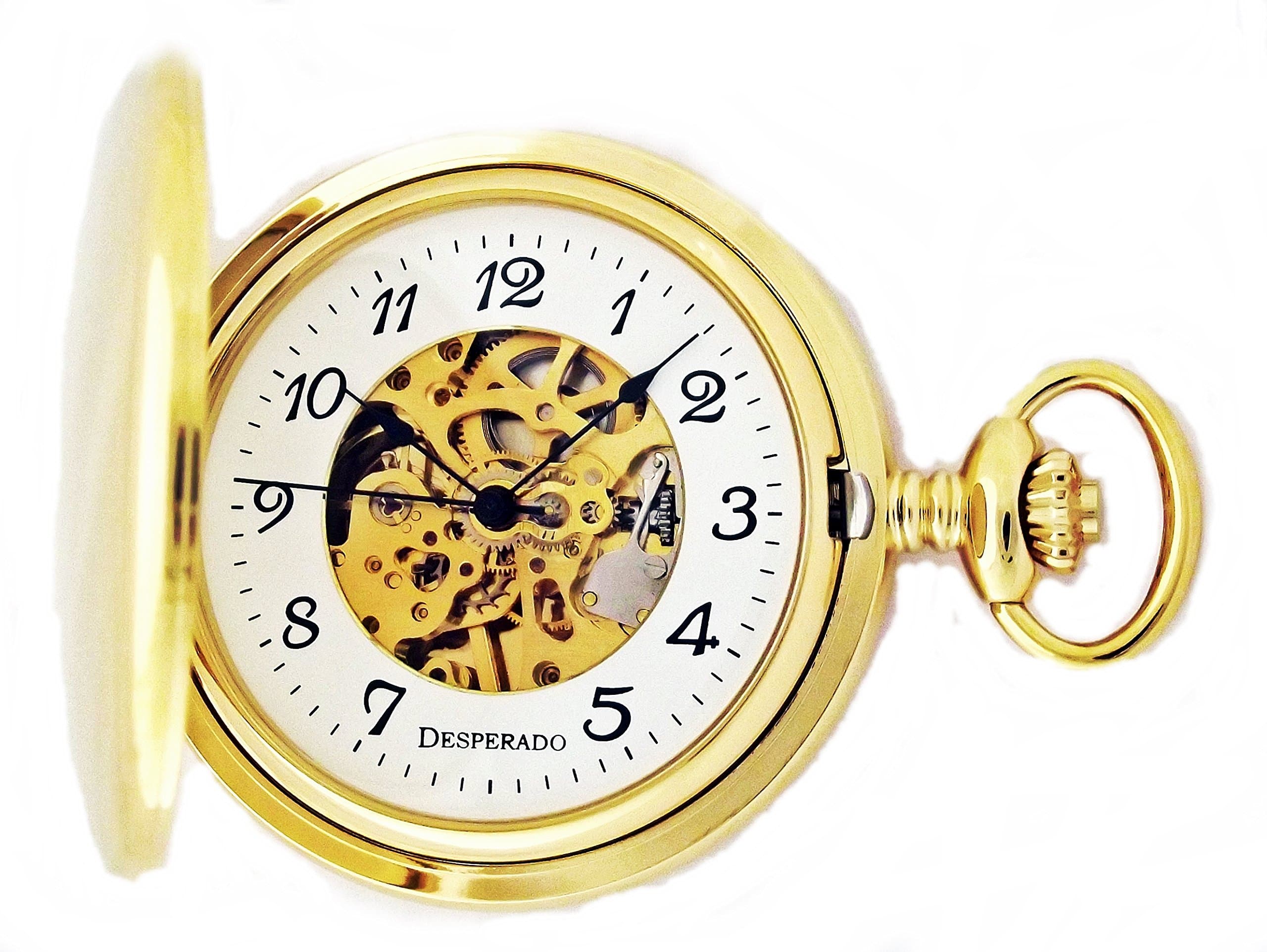 Desperado "Dodge City 17 Jewel Wind Up Mechanical Gold Pocket Watch